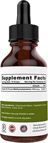 Ultra6 Nutrition Vitamin B12 Liquid Drops side view