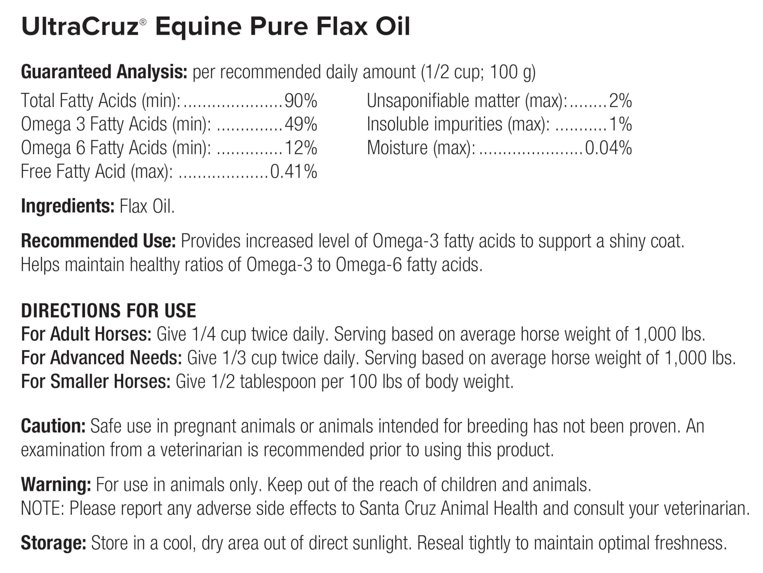 UltraCruz Equine Flax Oil Supplement in a stable setting