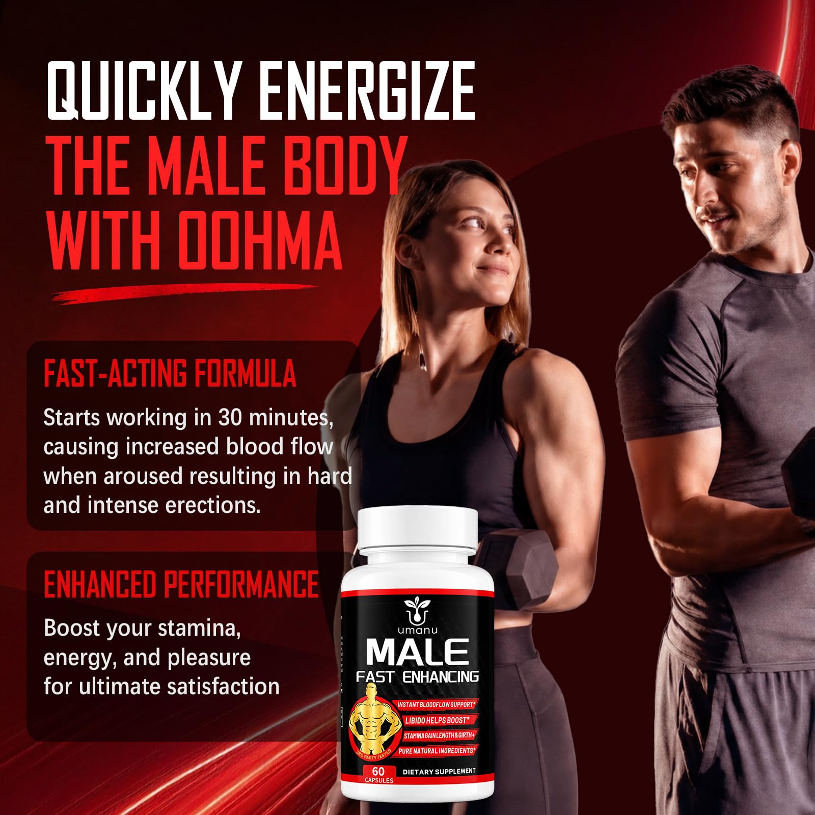 Umanu Daily Supplement 60 capsules with a glass of water
