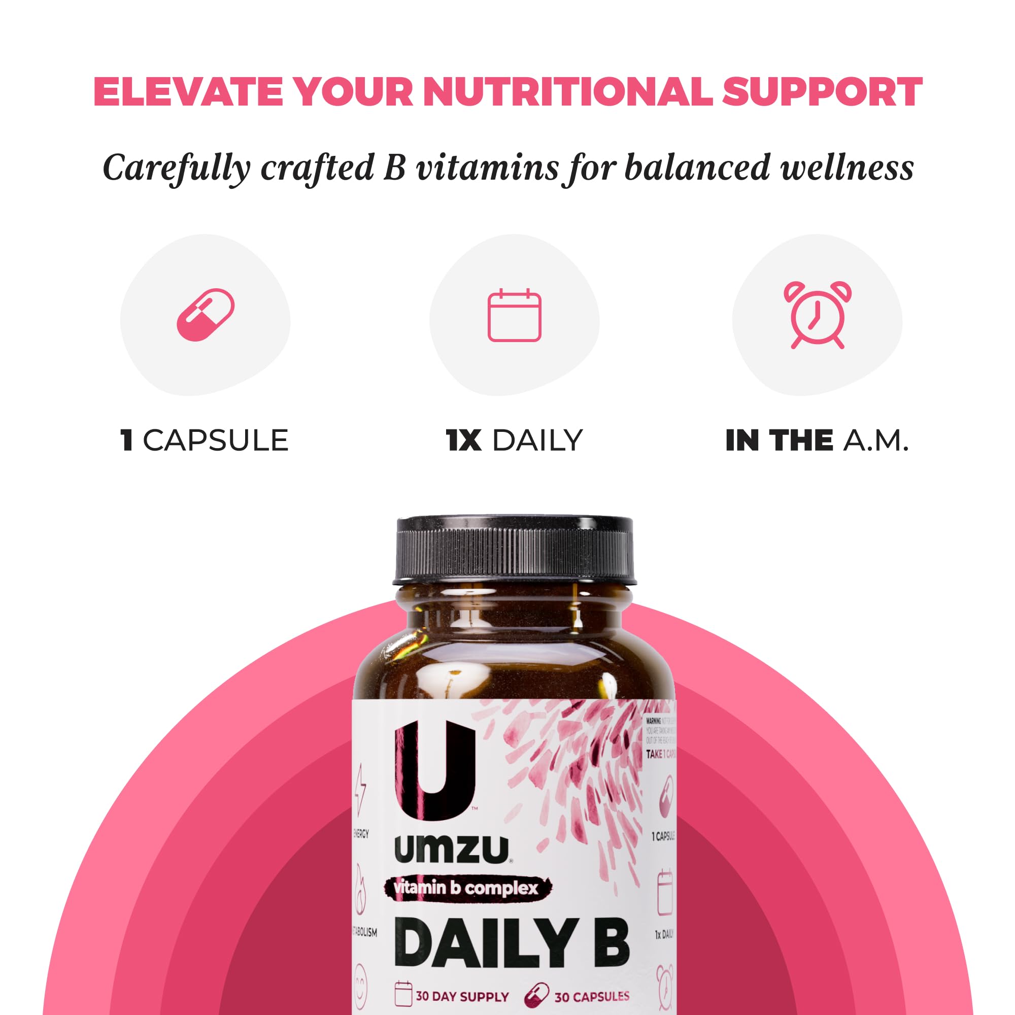 UMZU B-Complex supplement bottle with measuring spoon