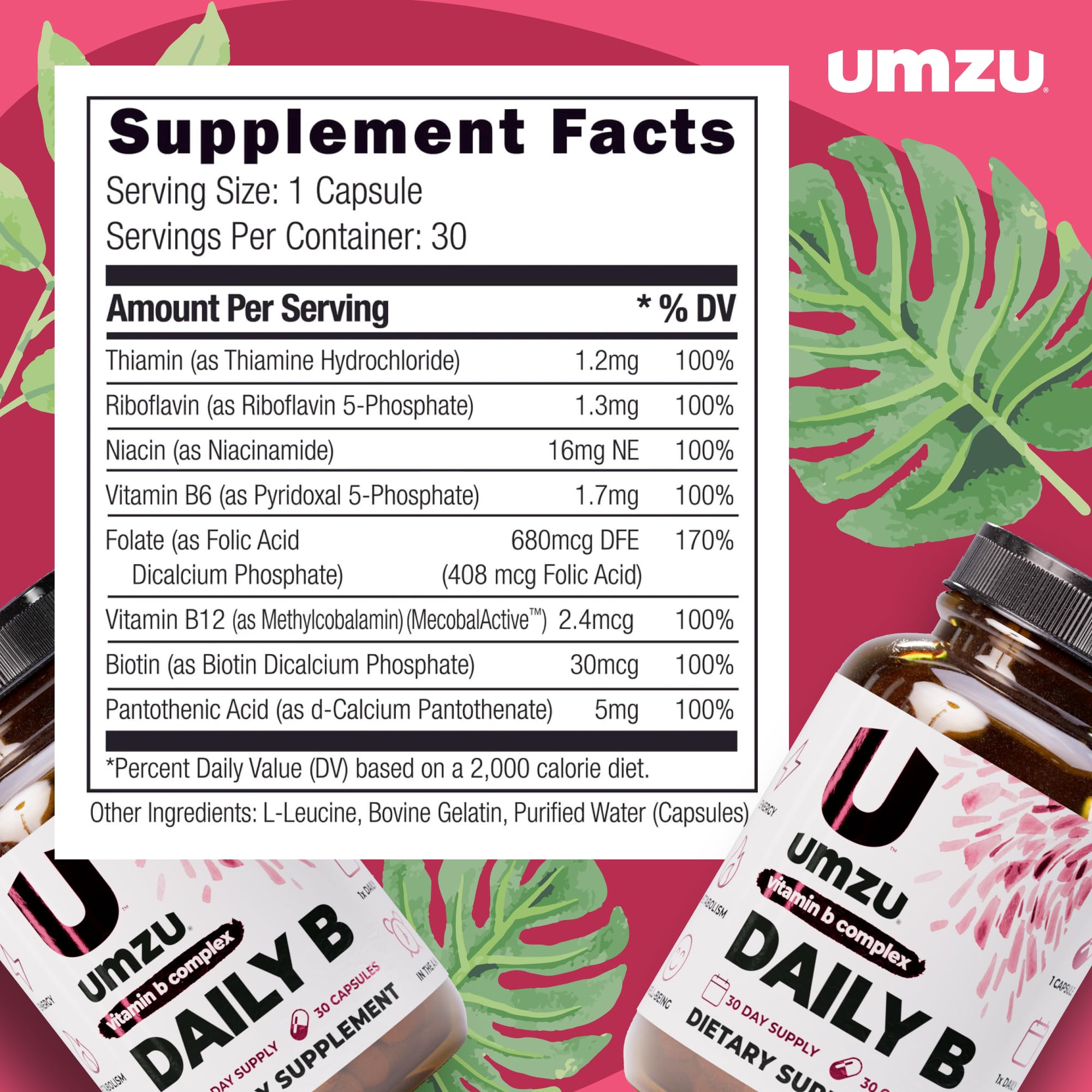 UMZU B-Complex supplement ingredients list