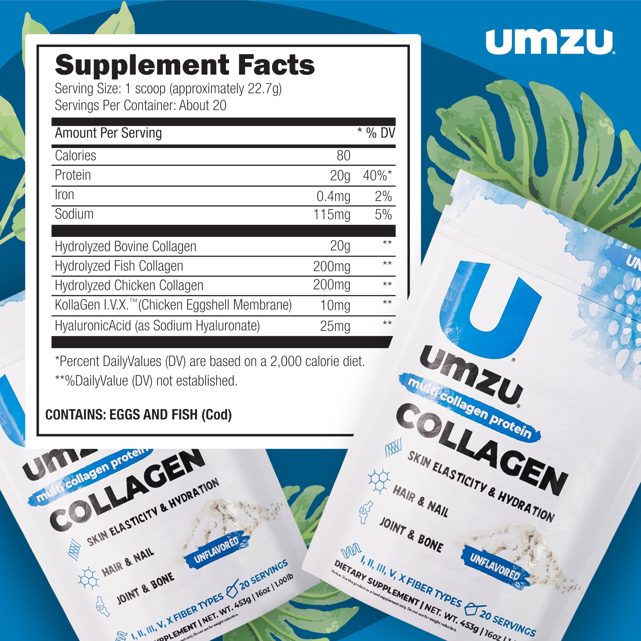 UMZU Collagen Powder back view packaging