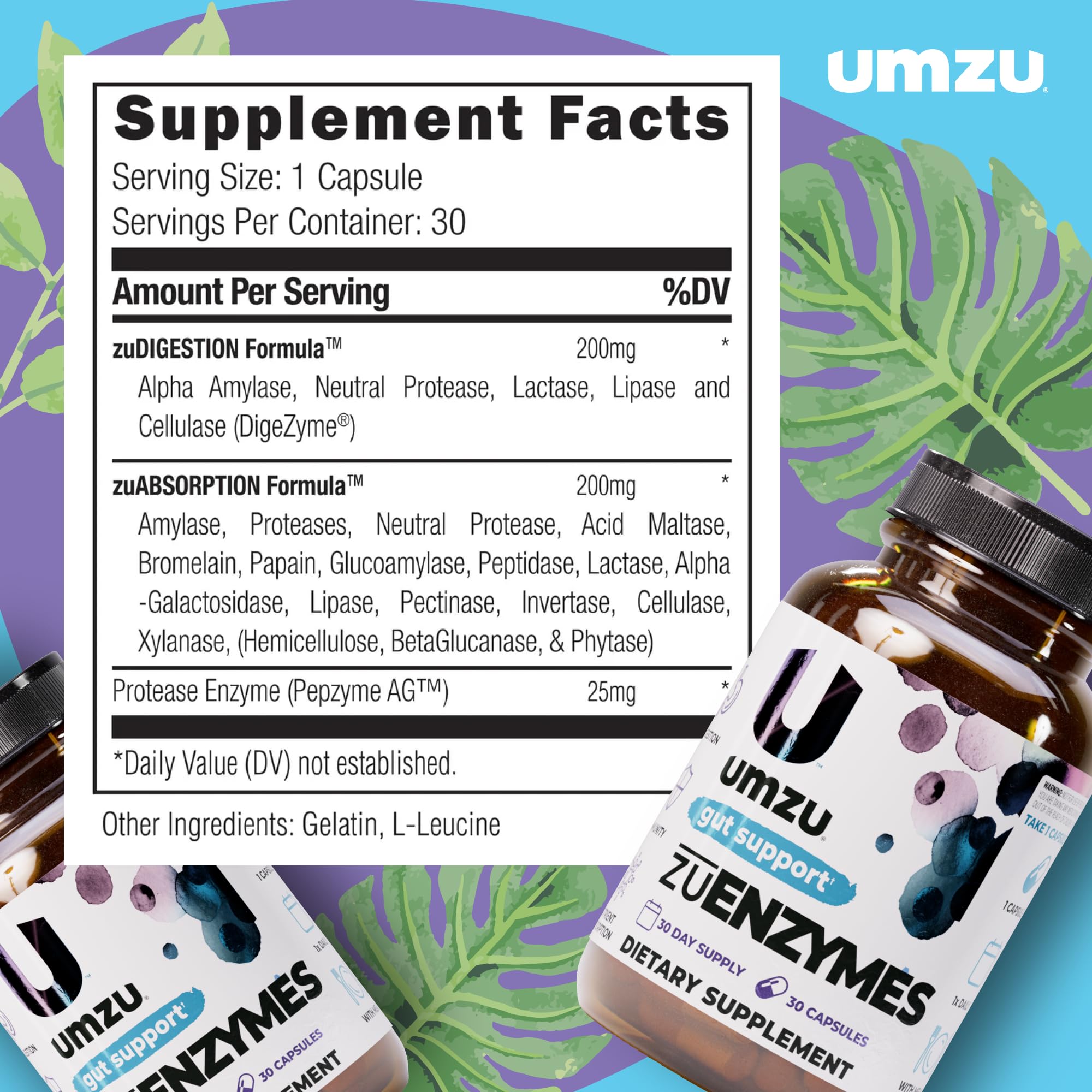 UMZU Multi-Enzymes side view of packaging