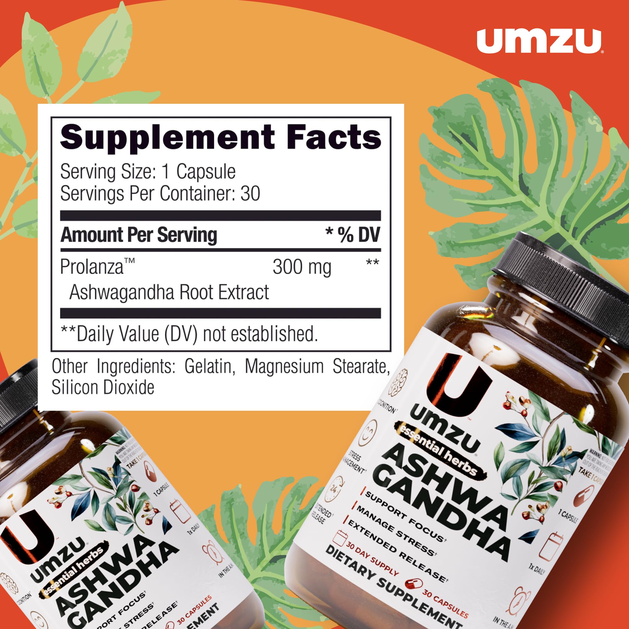 UMZU Prolanza Ashwagandha Root Extract bottle side view