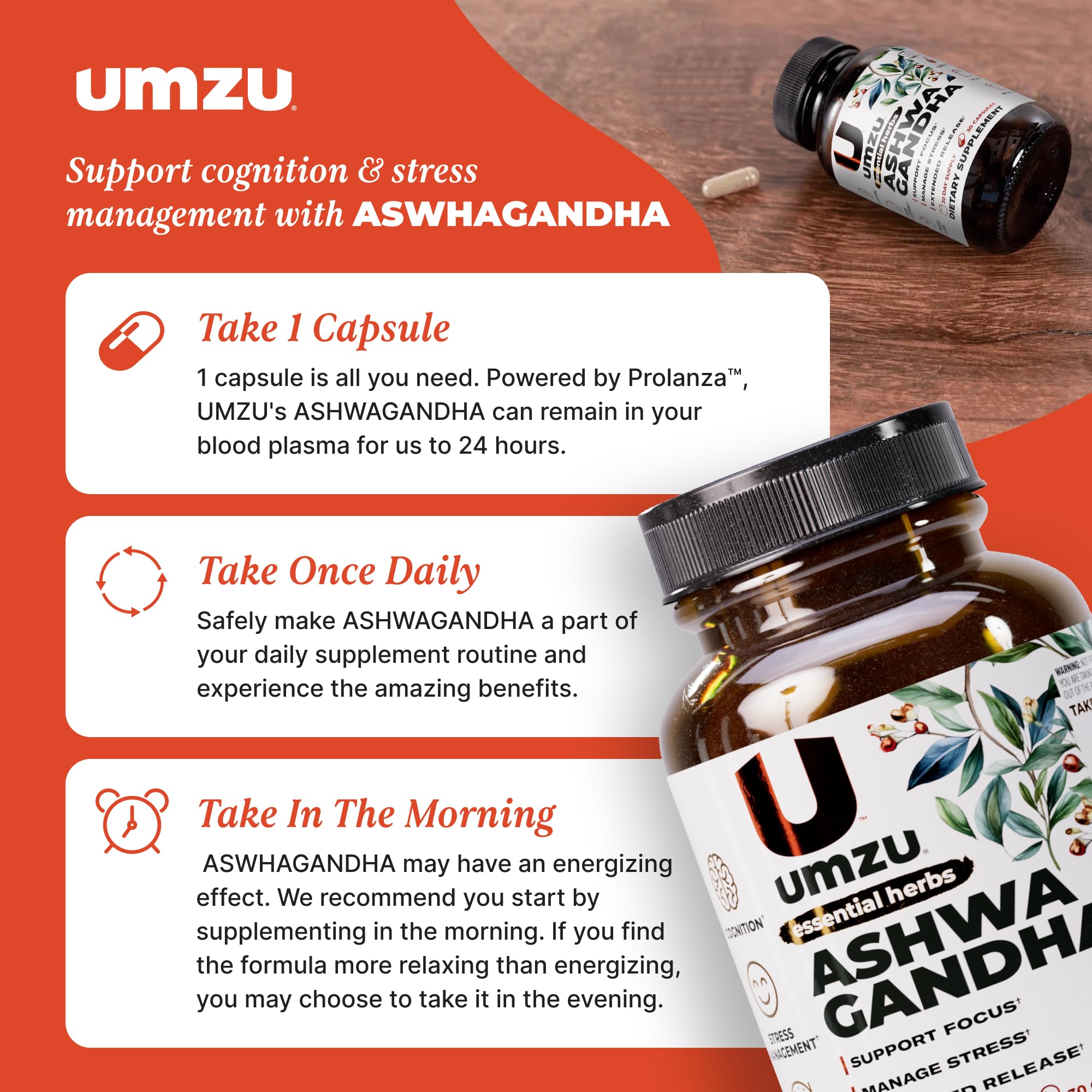 UMZU Prolanza Ashwagandha Root Extract with natural background