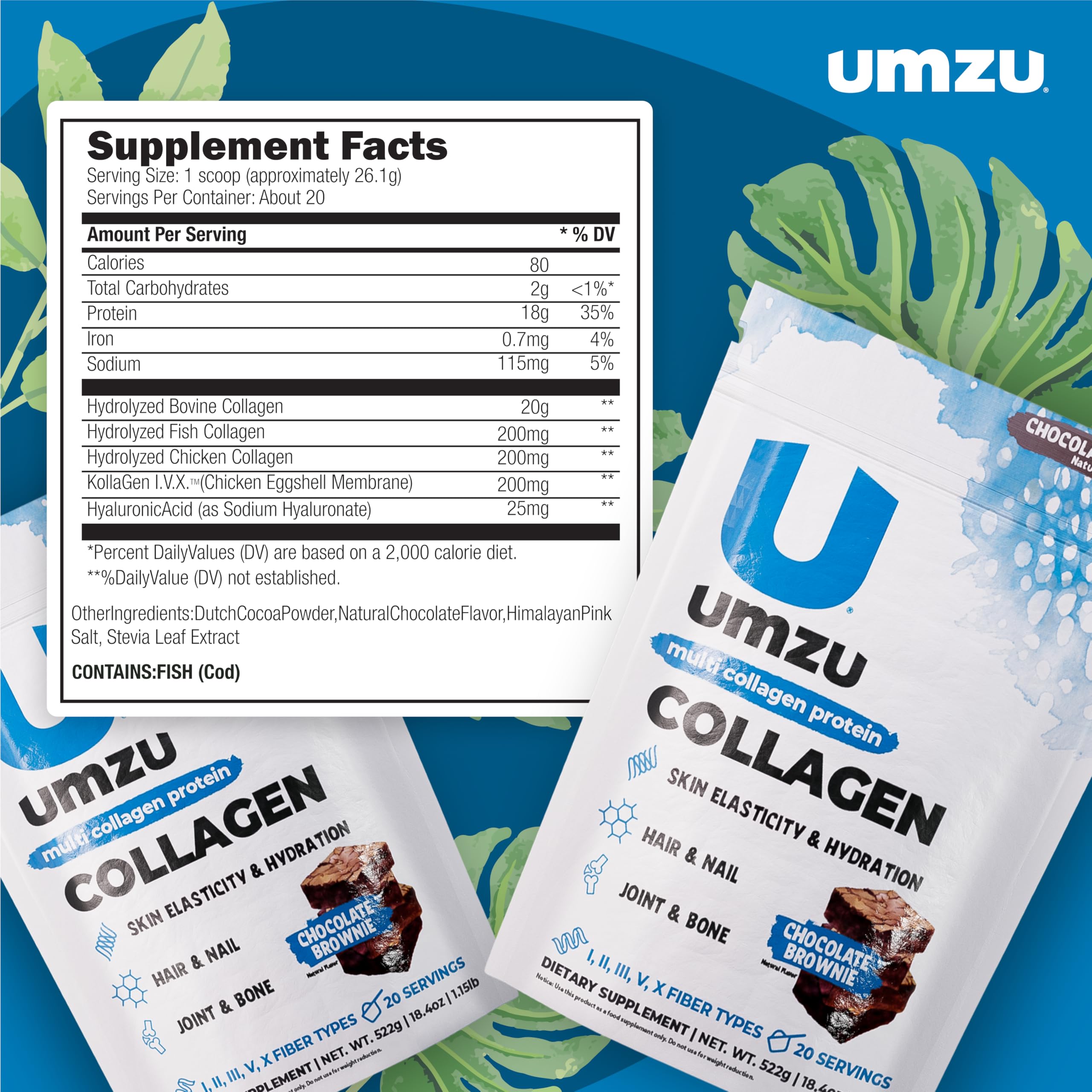 UMZU zuCollagen nutritional information label