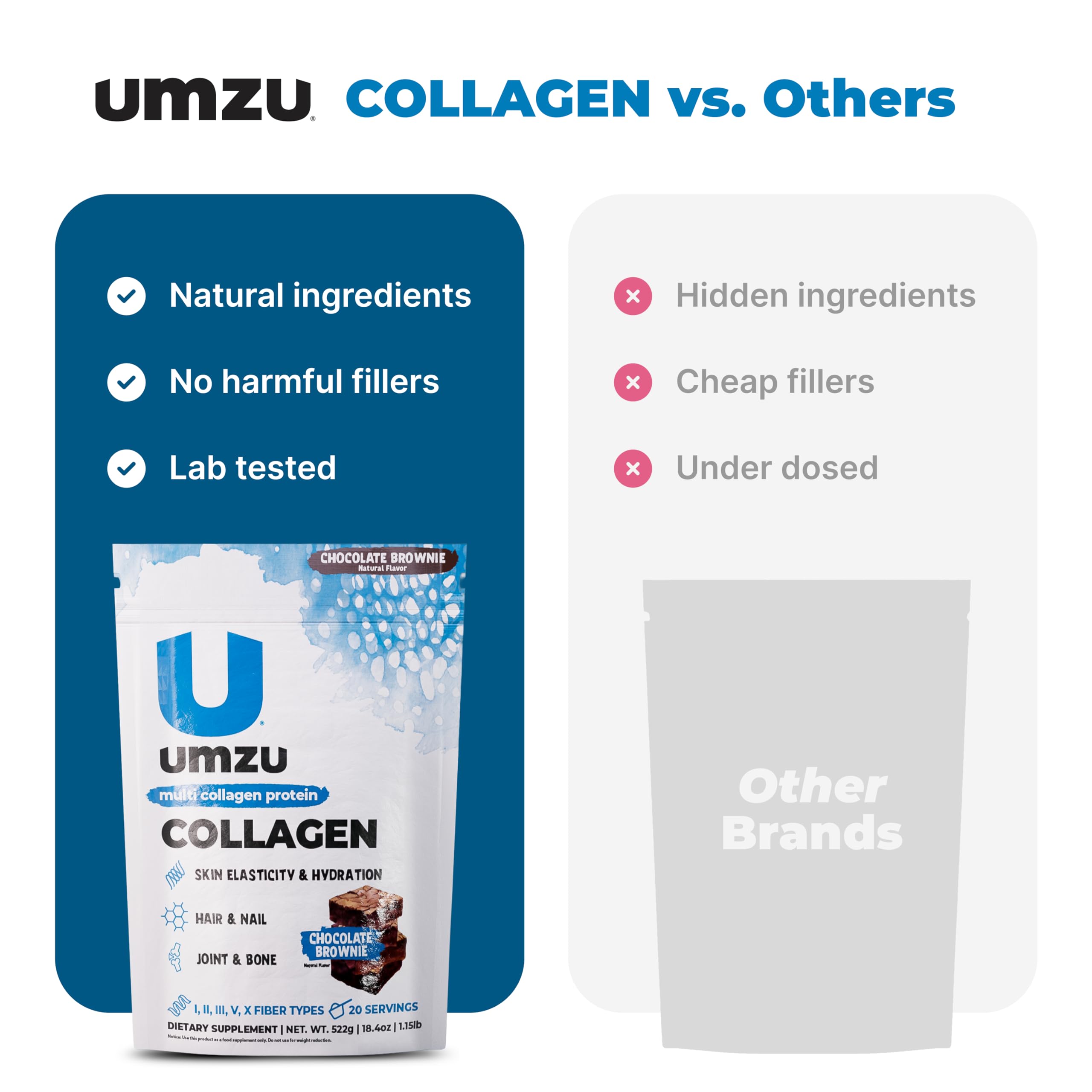 UMZU zuCollagen scoop on a kitchen counter