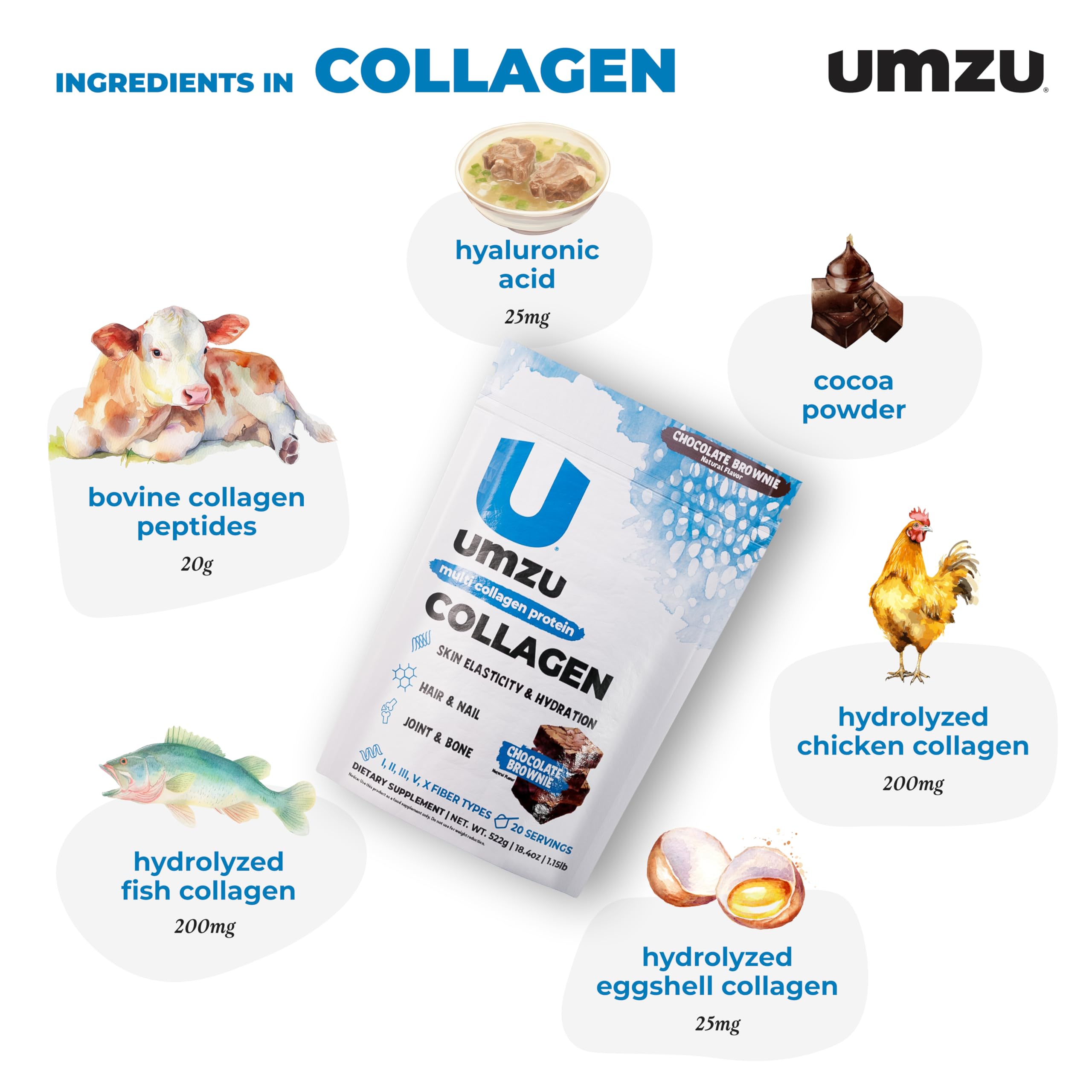 UMZU zuCollagen unflavoured powder in a glass