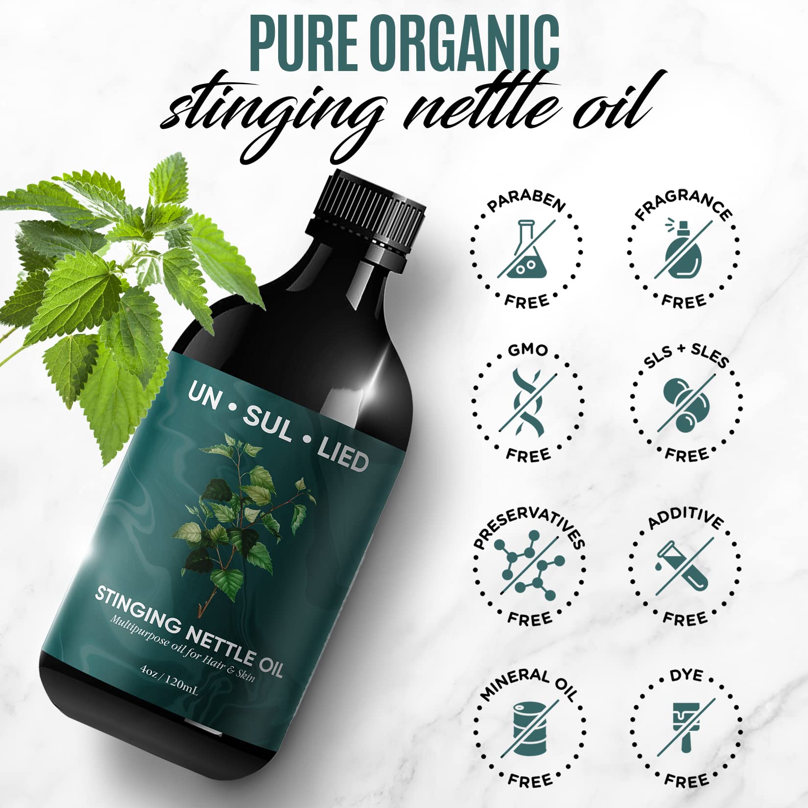 UN·SUL·LIED Nettle Herbal Supplement 255g capsules close-up
