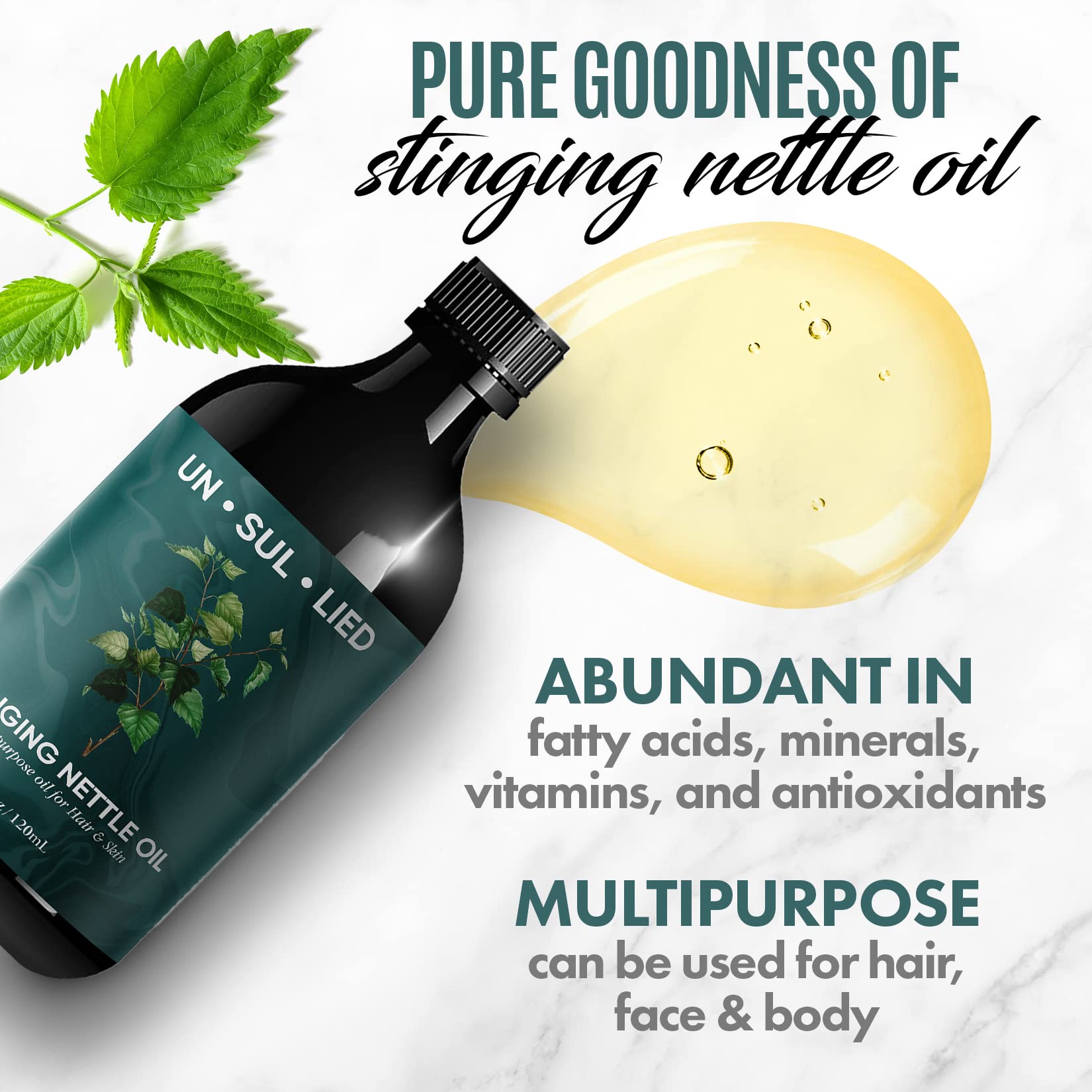 UN·SUL·LIED Nettle Herbal Supplement 255g side view