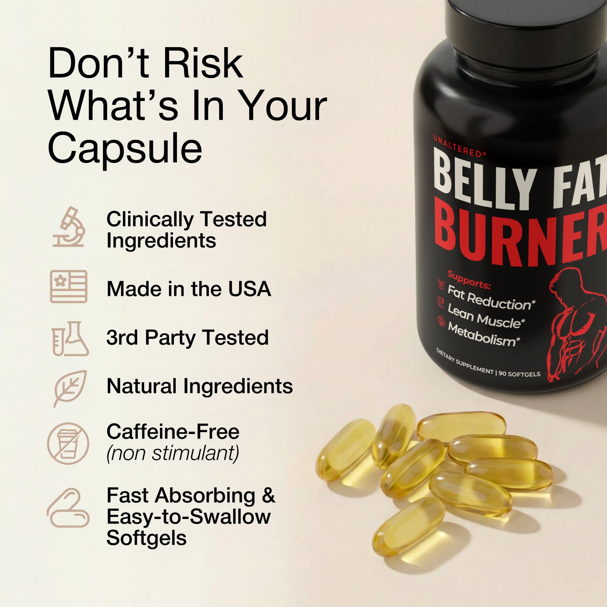 UNALTERED CLA Fat Burner capsules close-up
