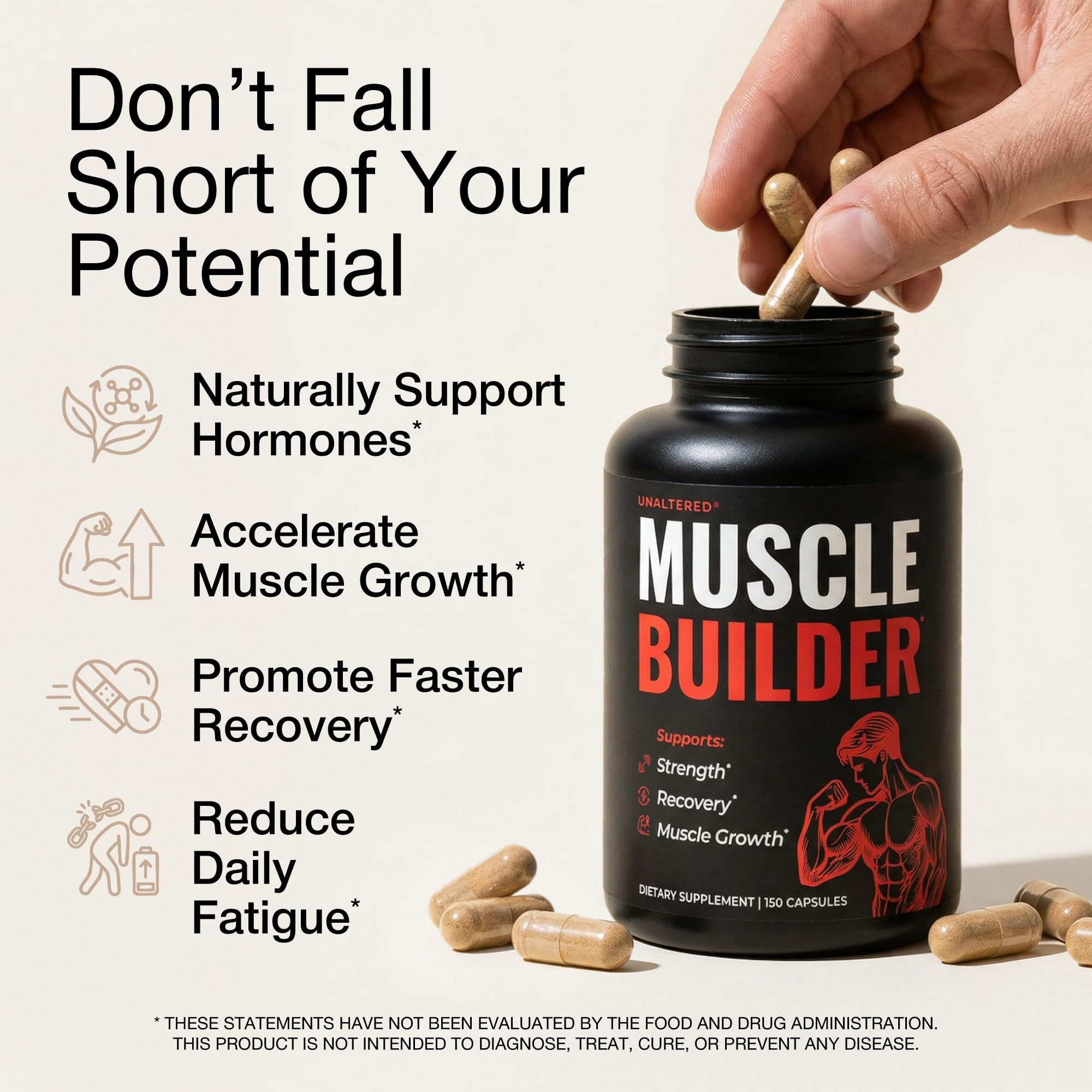 UNALTERED Tribulus Terrestris Supplement bottle side view