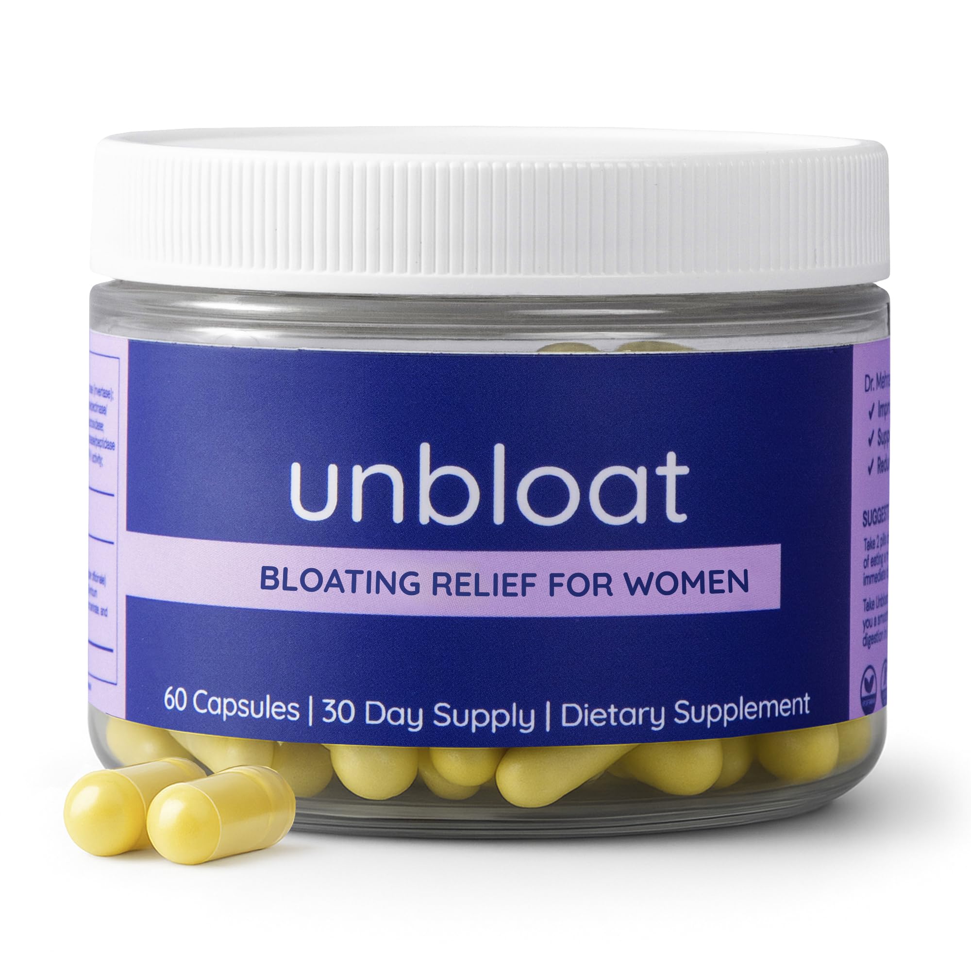 Unbloat Multi-Enzyme Supplement 60 Capsules front view