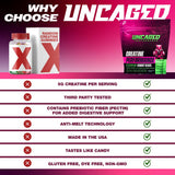 Uncaged Performance Creatine Gummies front view, Strawberry flavour