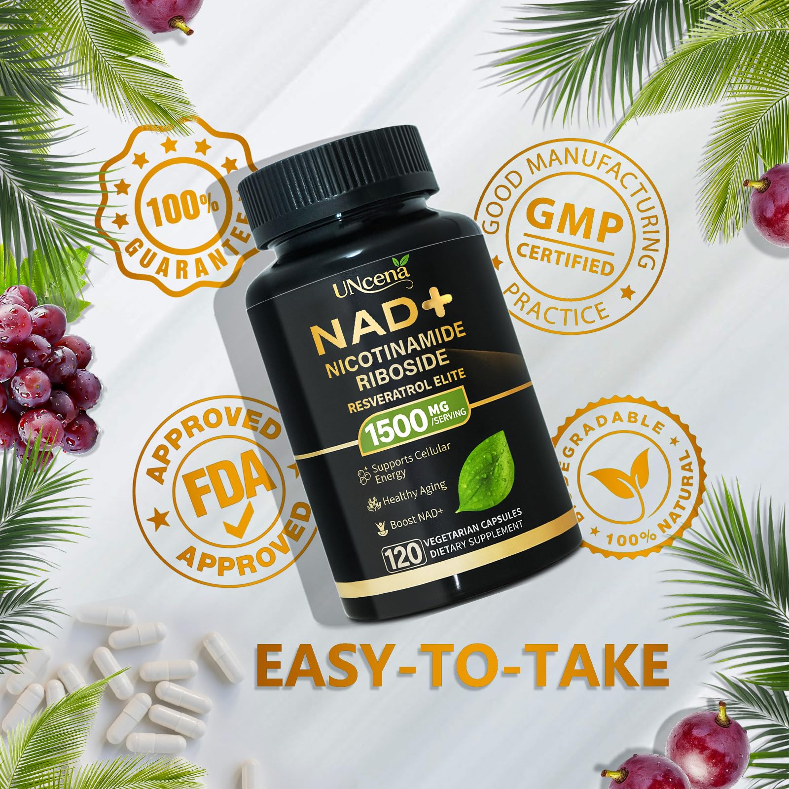 UNcena Liposomal NAD Supplement 1500mg with measuring spoon