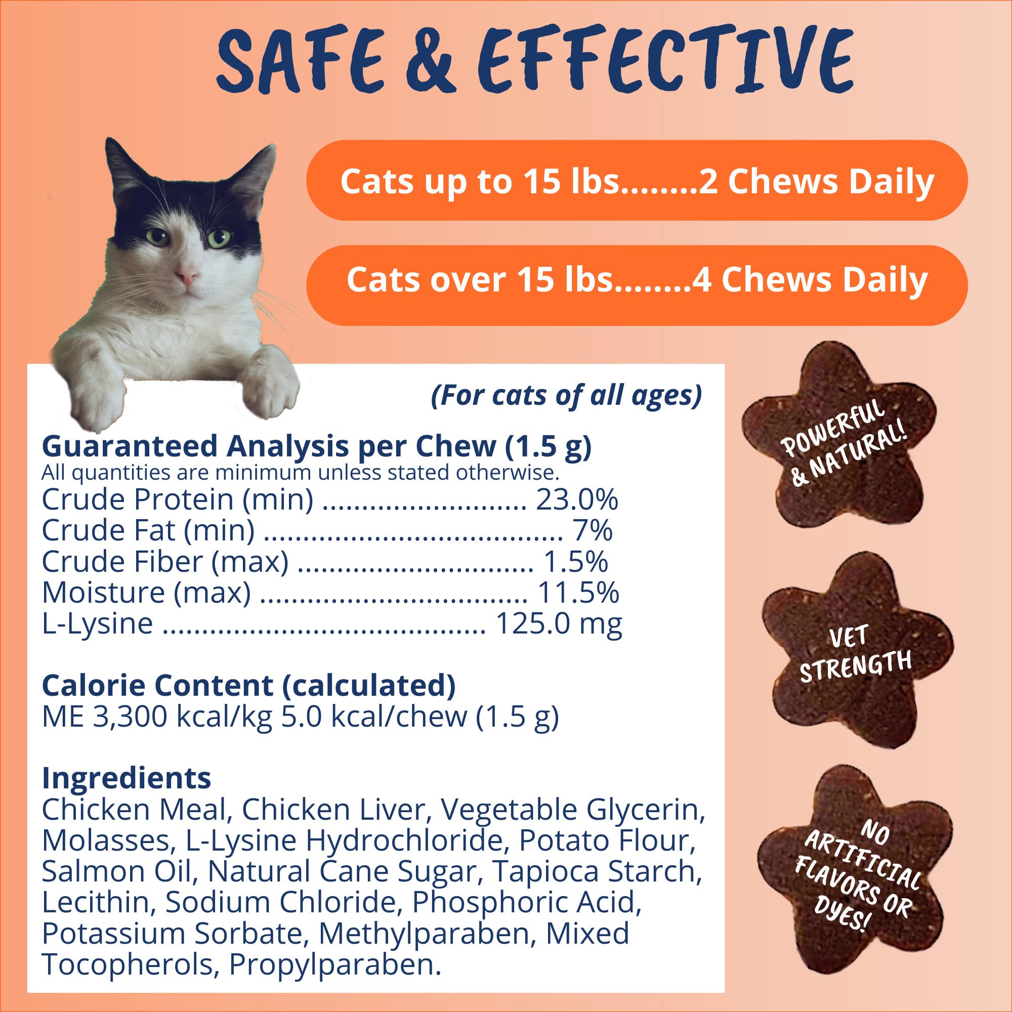 Under the Weather L-Lysine Cat Chews 60 Count Salmon Flavour ingredients list