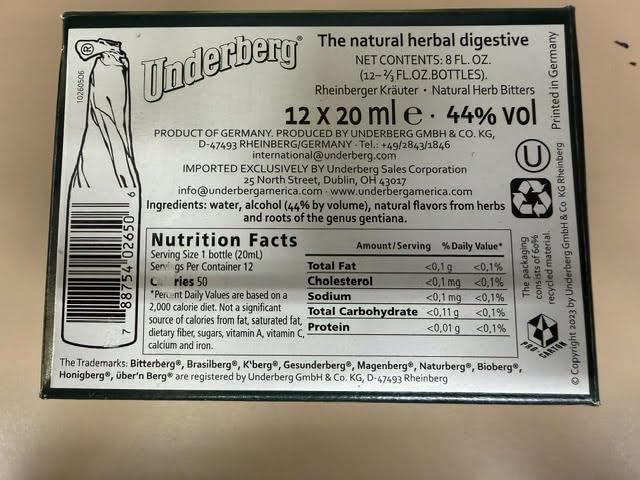 Underberg daily Supplement packaging