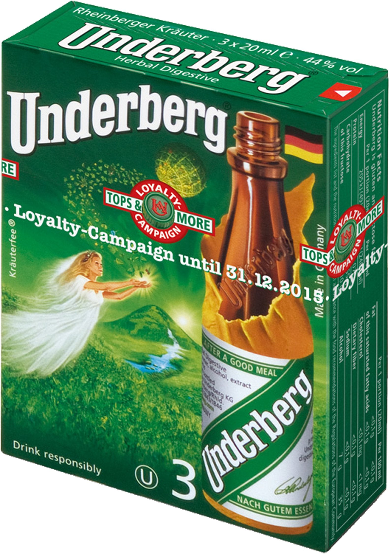 Underberg Herbal Bitters packaging display