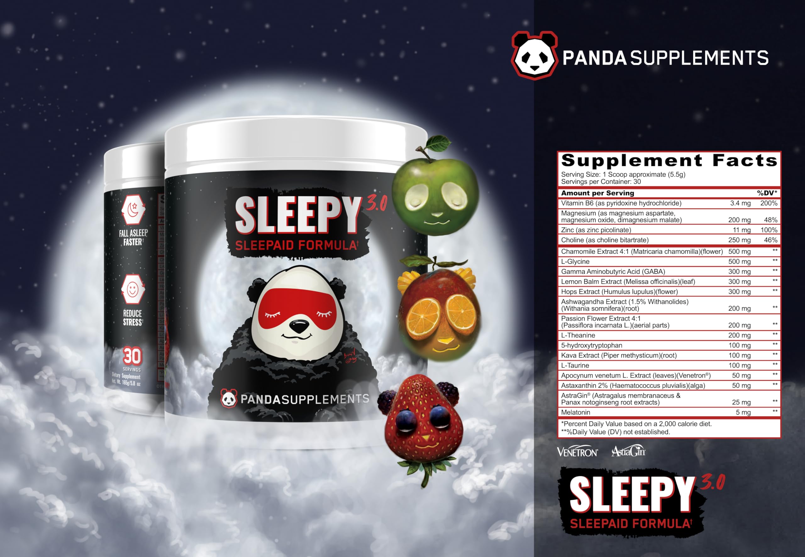 Underground Bio Labs Sleepy 3.0 container with serving suggestion