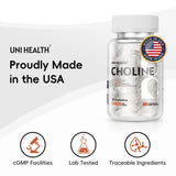 UniHealth Choline Supplement 500mg VitaCholine capsules lifestyle scene
