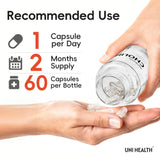 UniHealth Choline Supplement 500mg VitaCholine capsules with a measuring spoon