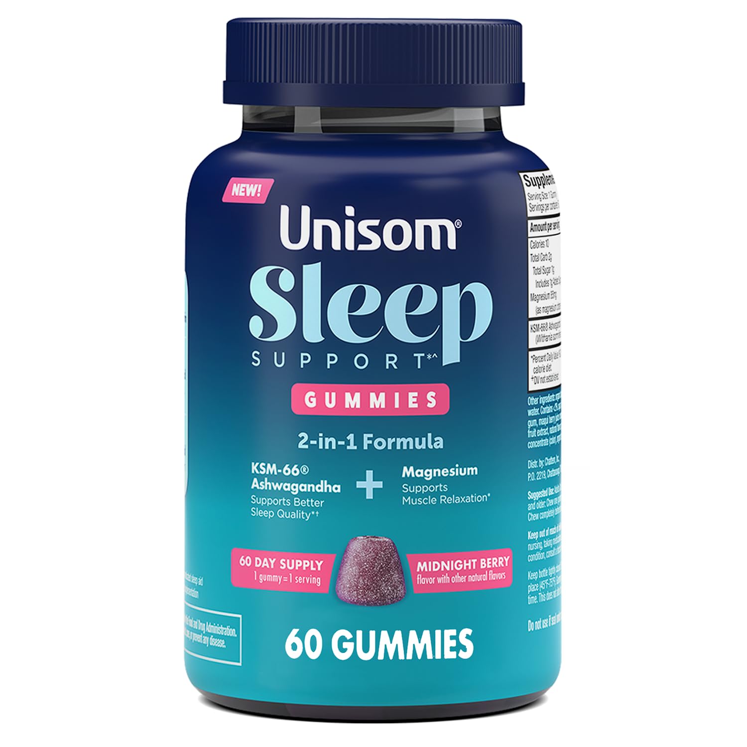 Unisom Gummies 60 Count Midnight Berry flavour front view