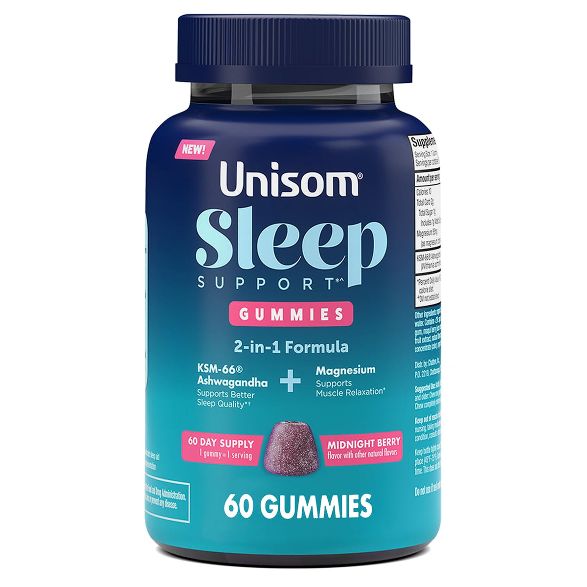 Unisom Gummies 60 Count Midnight Berry flavour front view