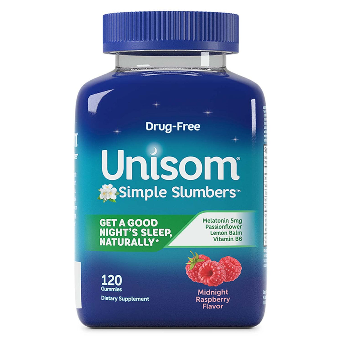 Unisom Simple Slumbers Melatonin Gummies 120-count bottle front view
