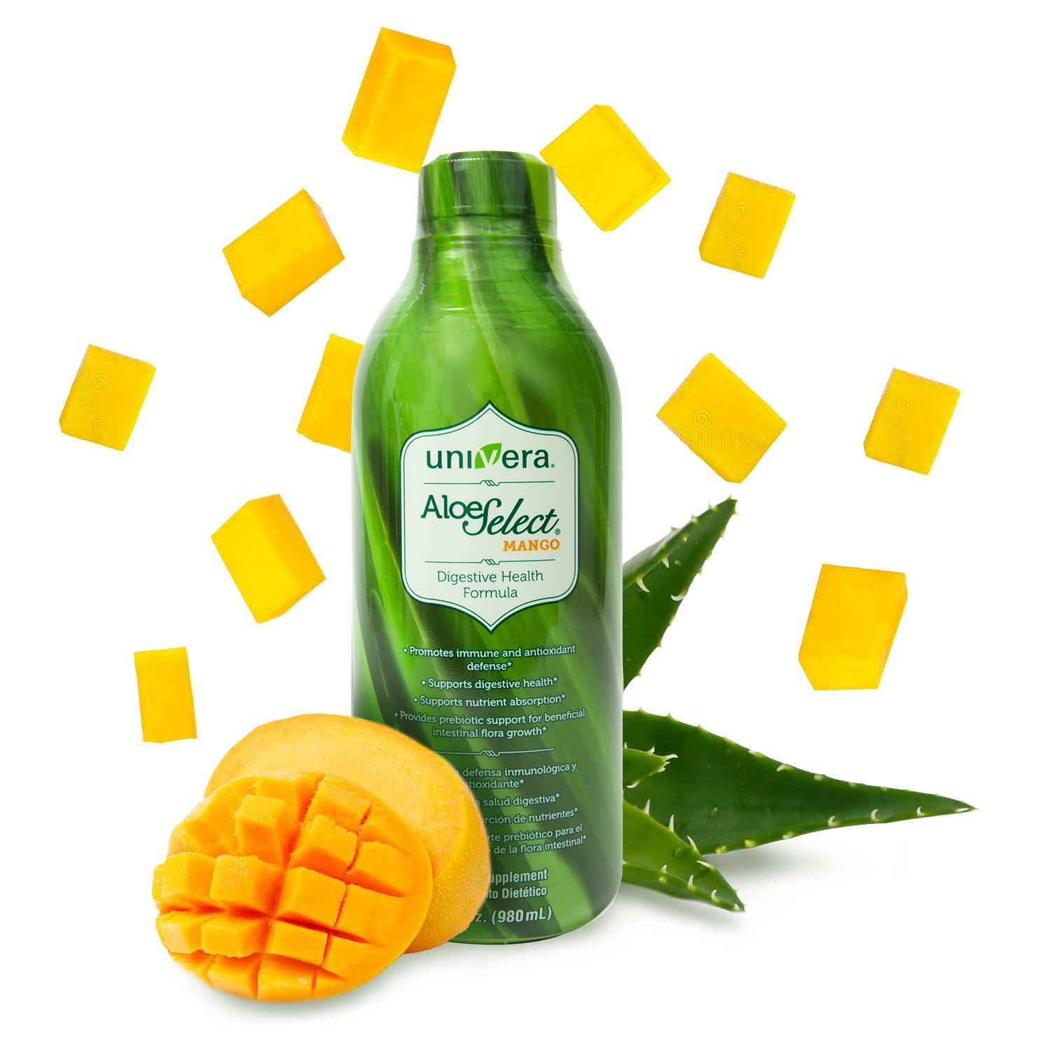 Univera Aloe Select Mango 1129g front view with packaging