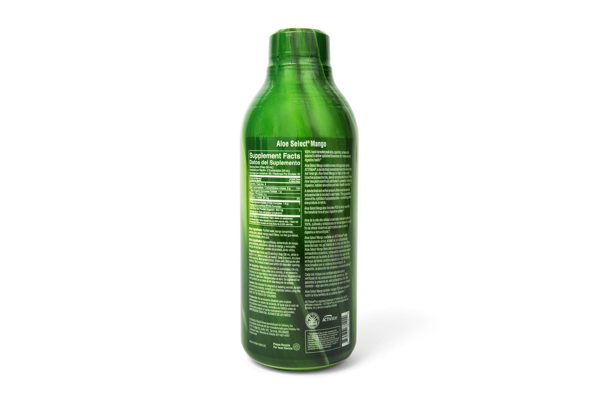 Univera Aloe Select Mango 1129g with fresh mango slices