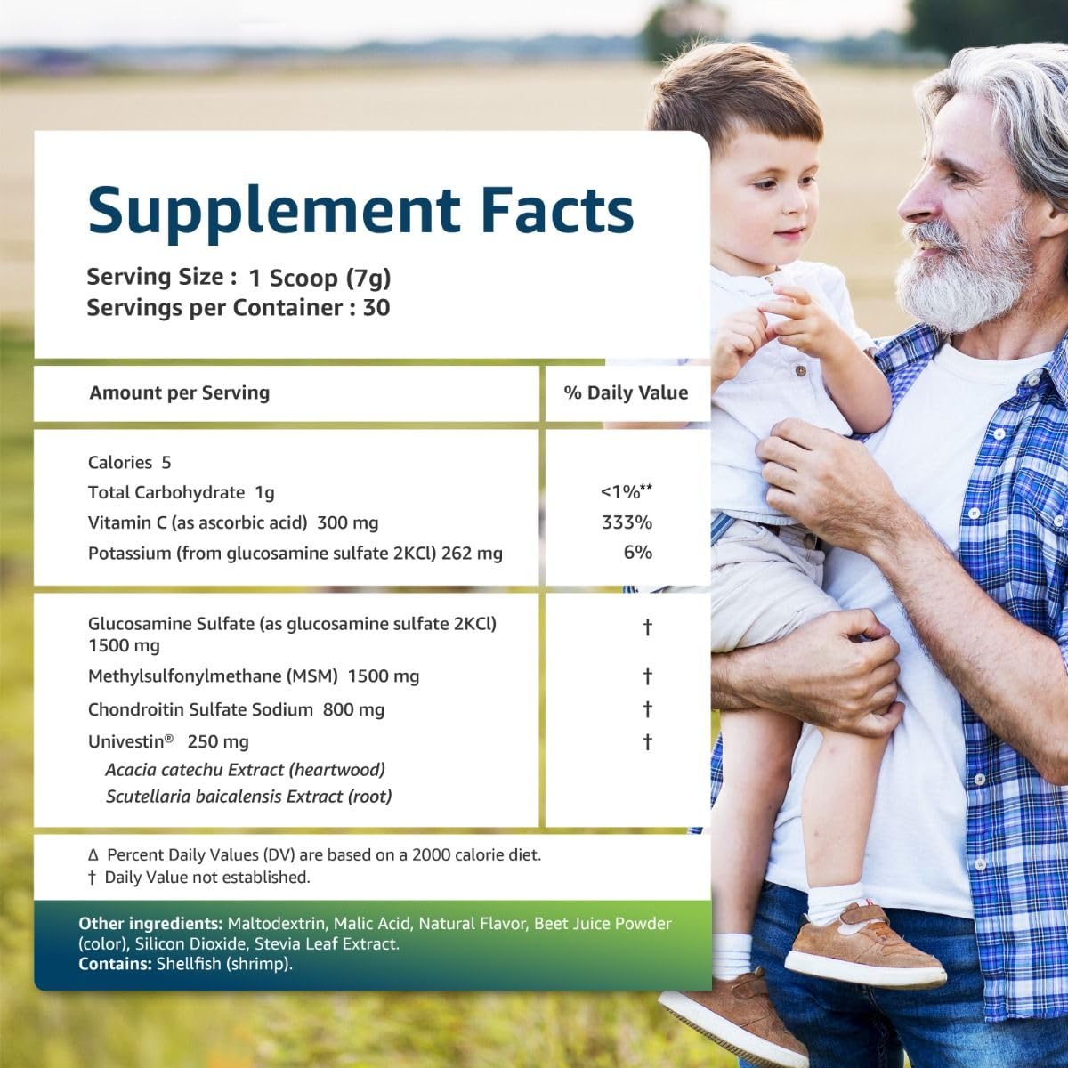 Univera Joint Support Drink Mix powder in a glass of water