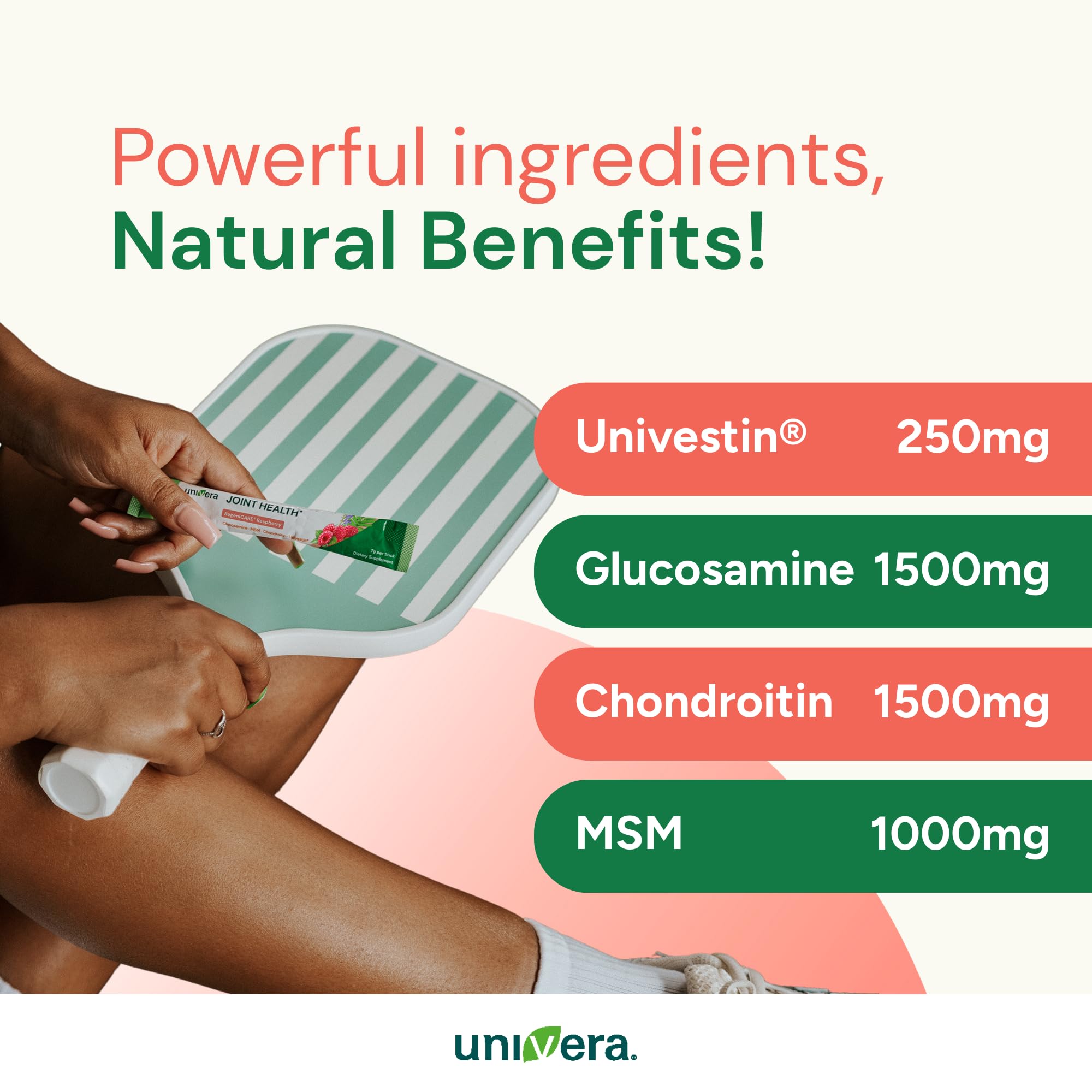 Univera Joint Support Powder stick pack opened