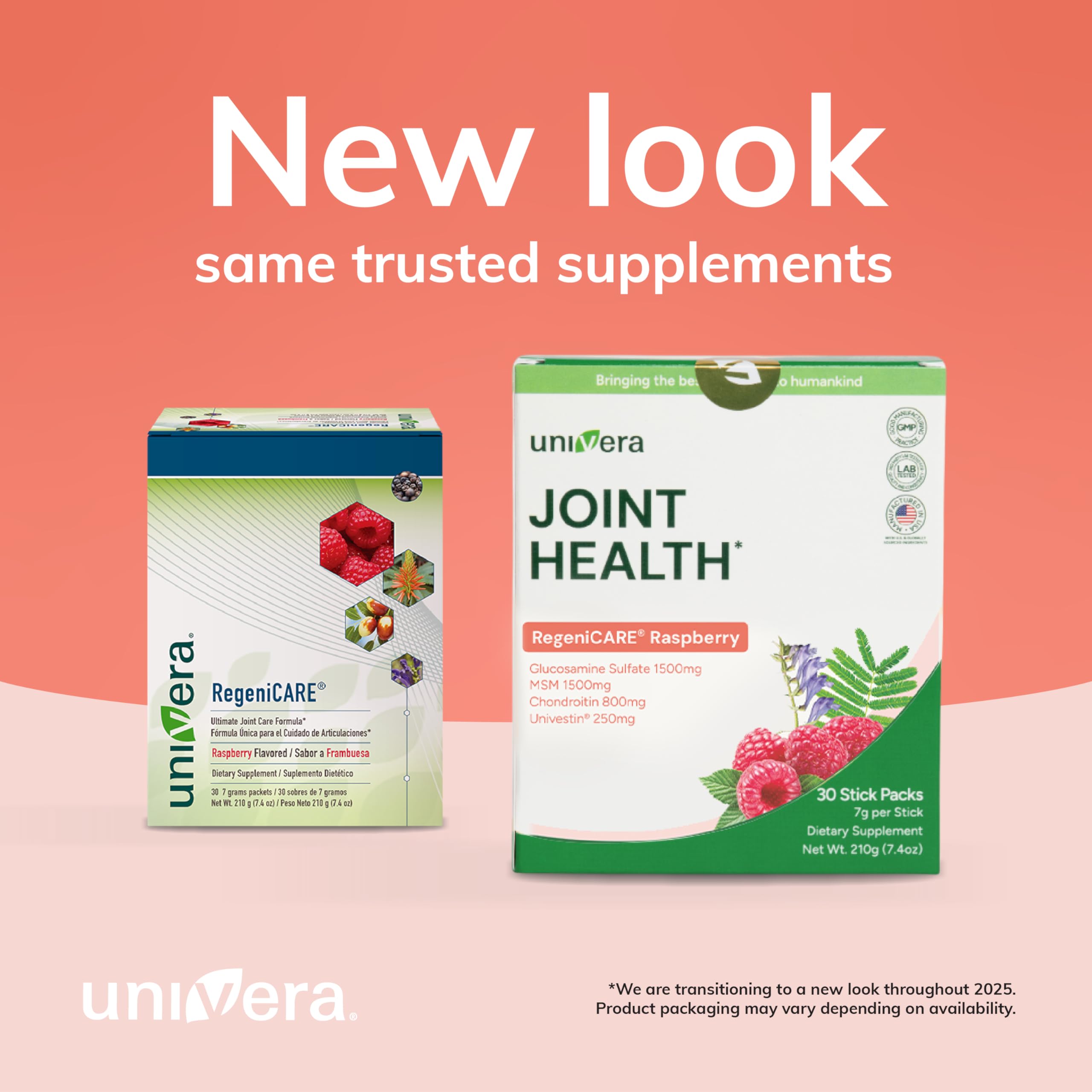 Univera Joint Support Powder stick pack with raspberry design