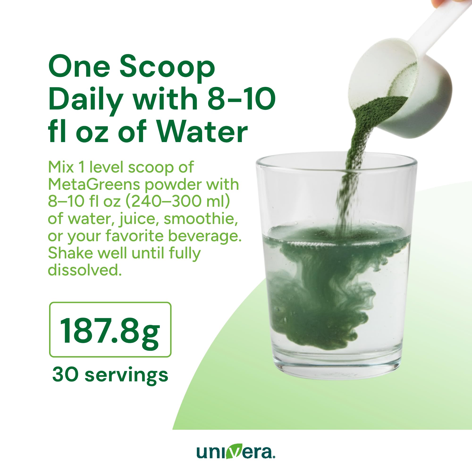 Univera MetaGreens mixed with smoothie