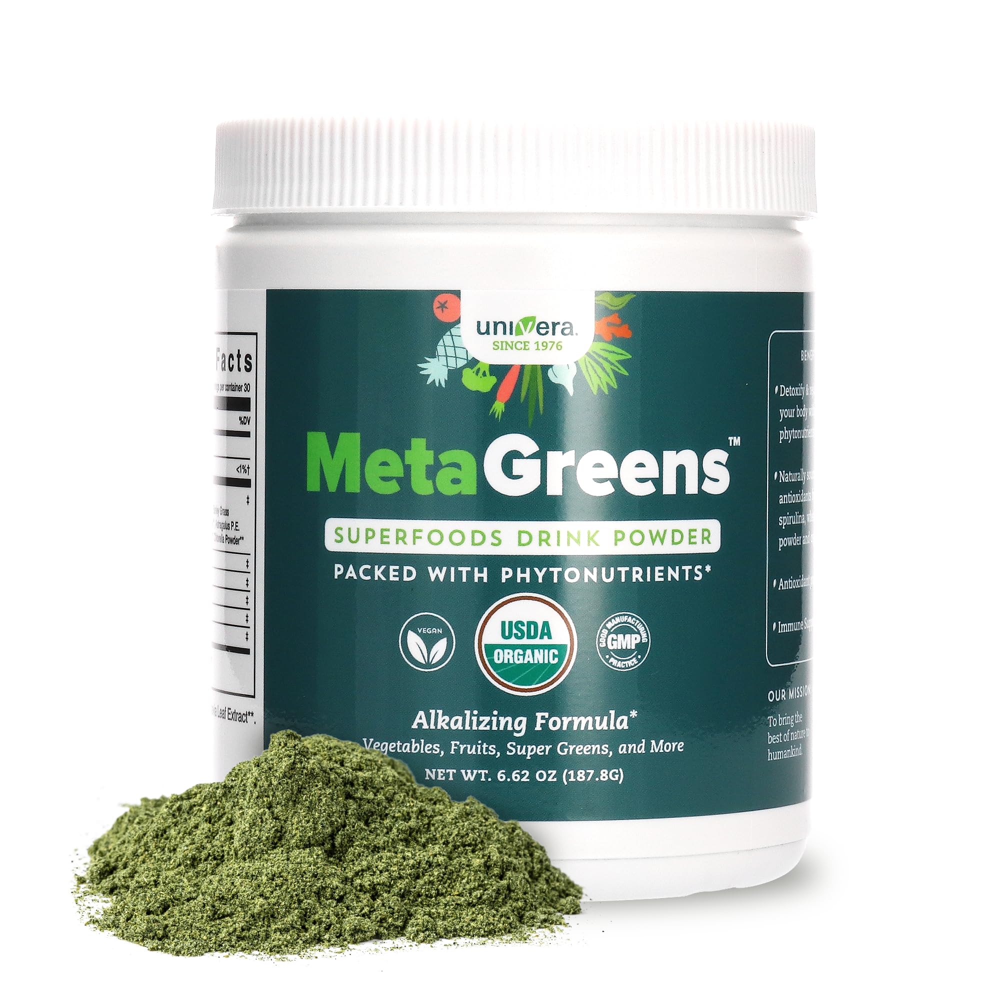 Univera MetaGreens packaging side view