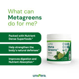 Univera MetaGreens powder in a scoop