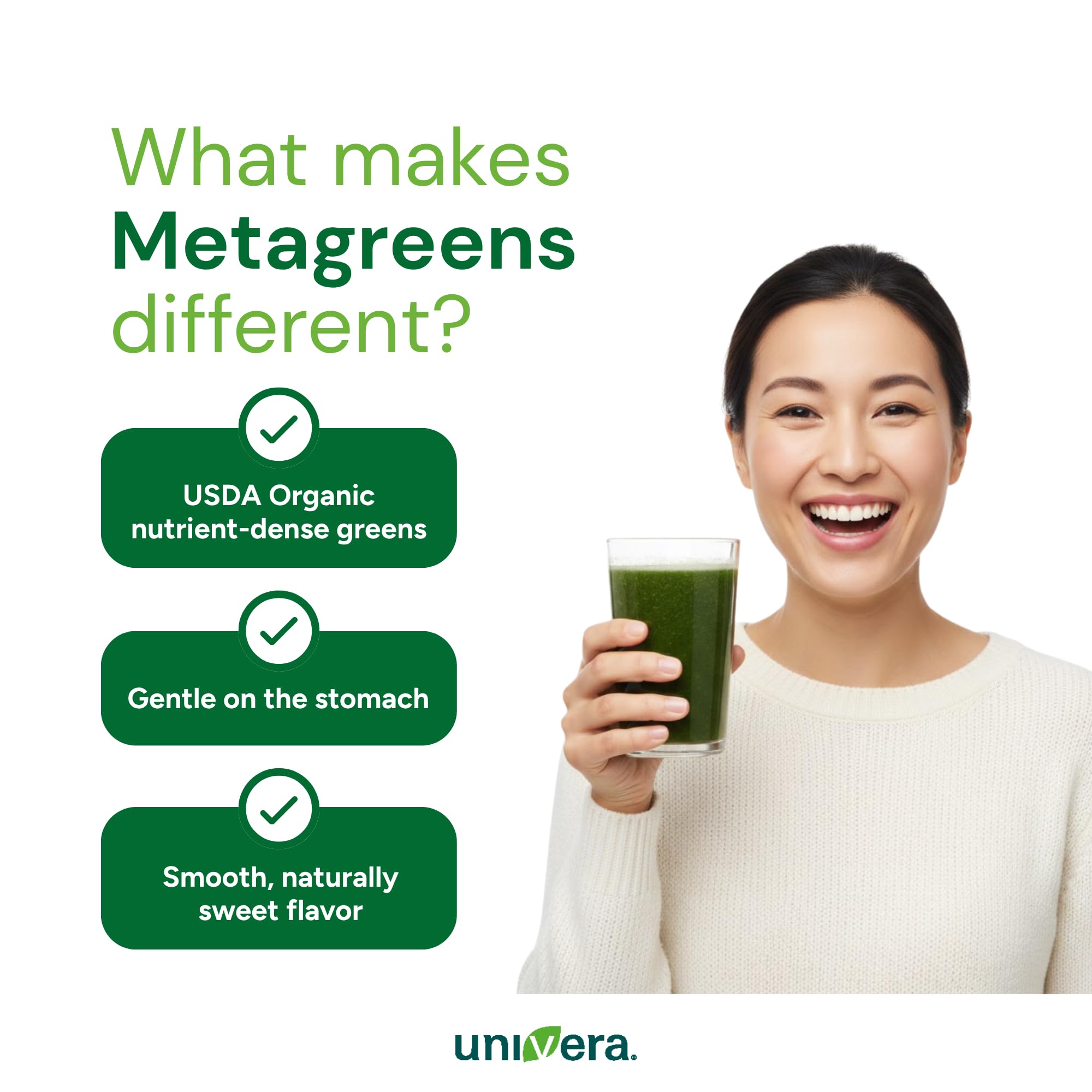 Univera MetaGreens powder texture close-up
