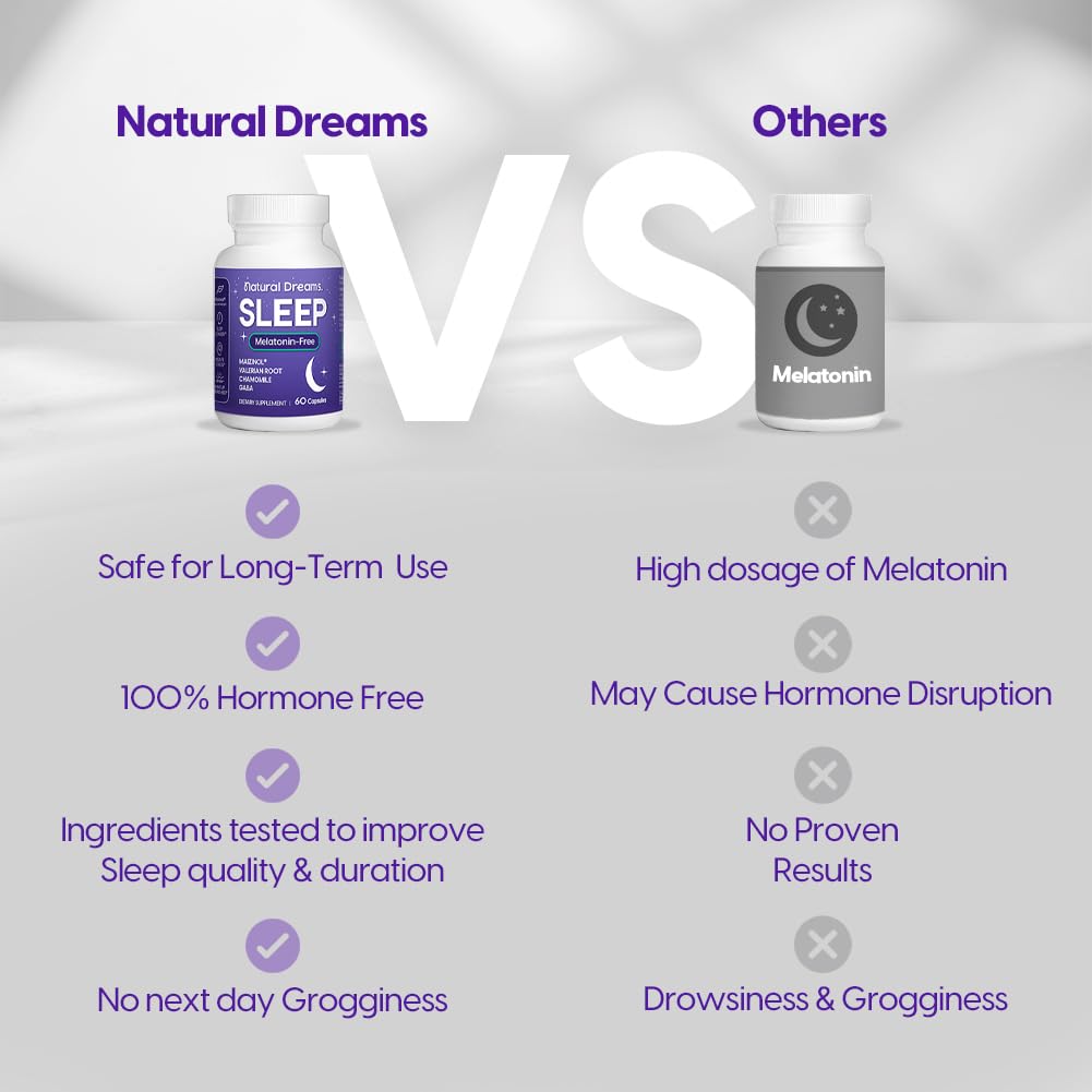 Univera Natural Dreams Melatonin-FREE Sleep Supplement on a wooden table