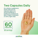 Univera Probiotics & Prebiotics capsules in a clear glass