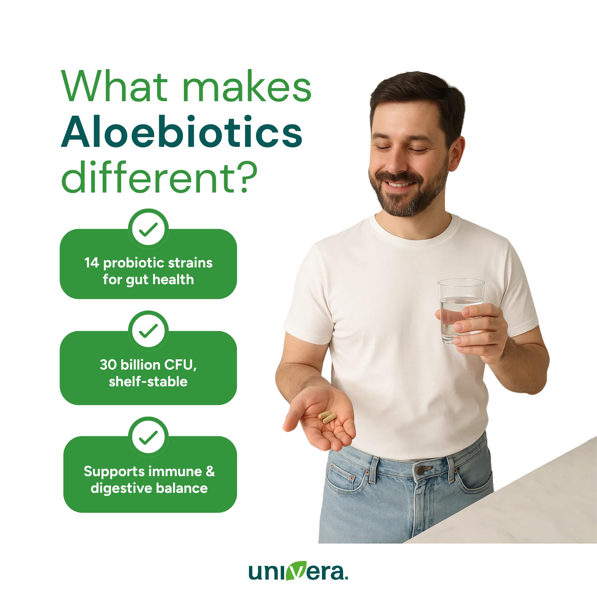 Univera Probiotics & Prebiotics with aloe vera plant