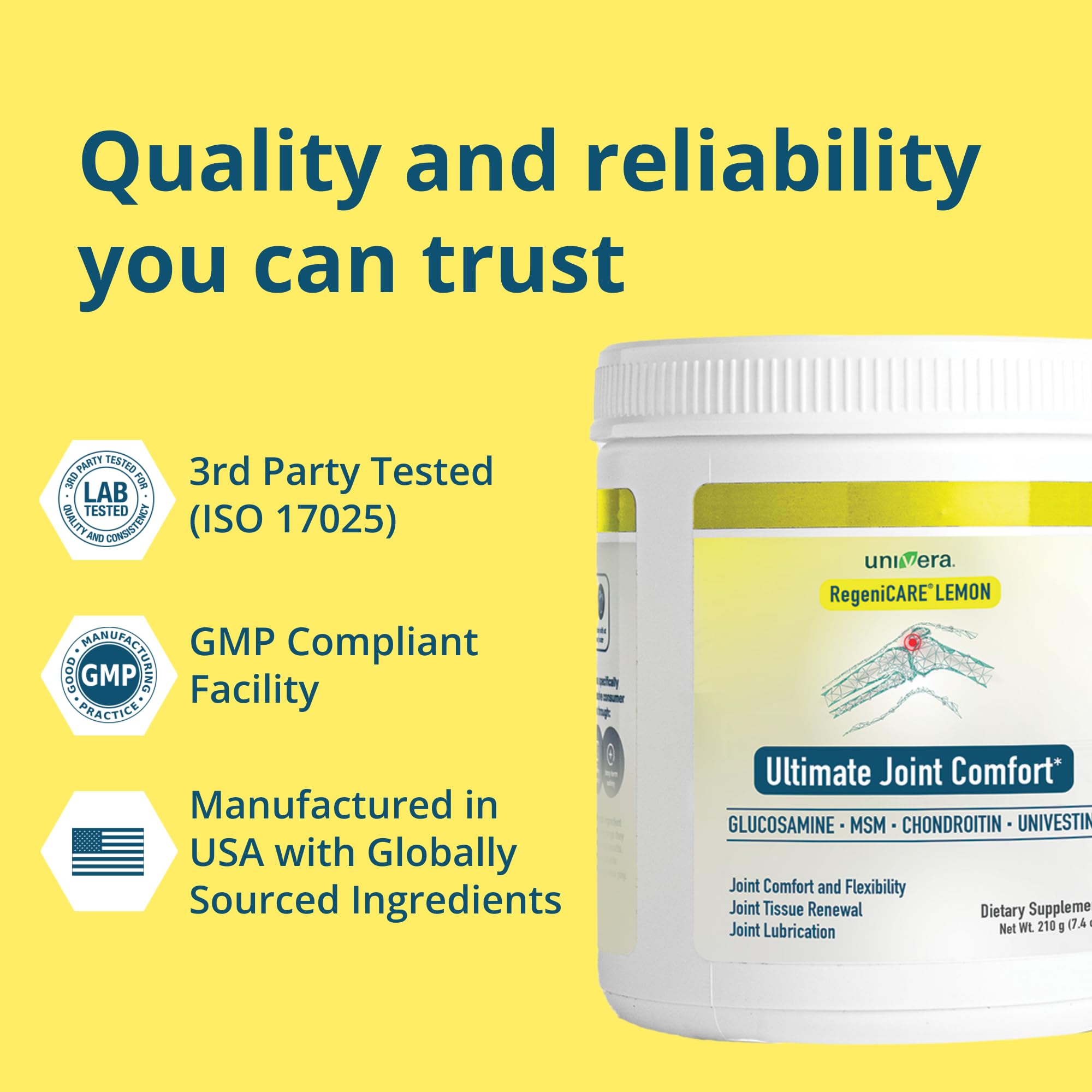 Univera RegeniCARE Joint Support Supplement packaging details