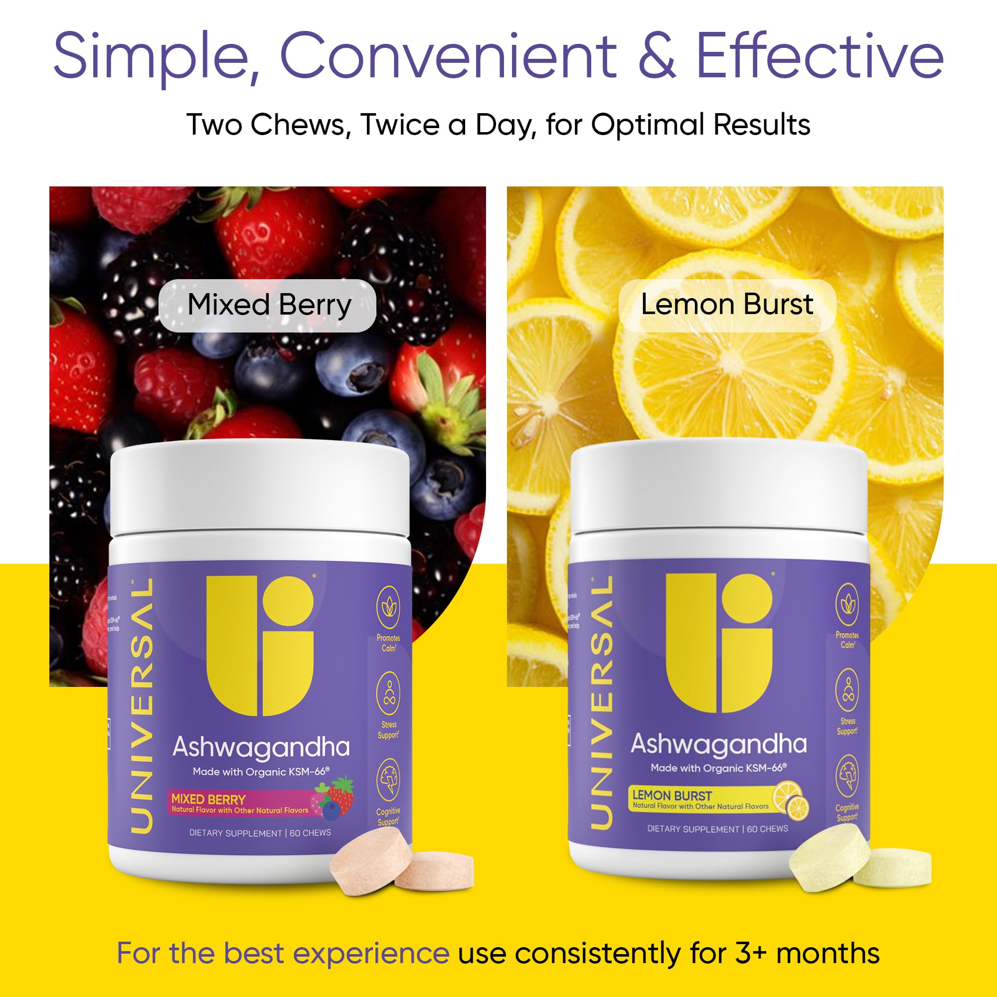 Universal U Ashwagandha Chews Mixed Berry nutritional information