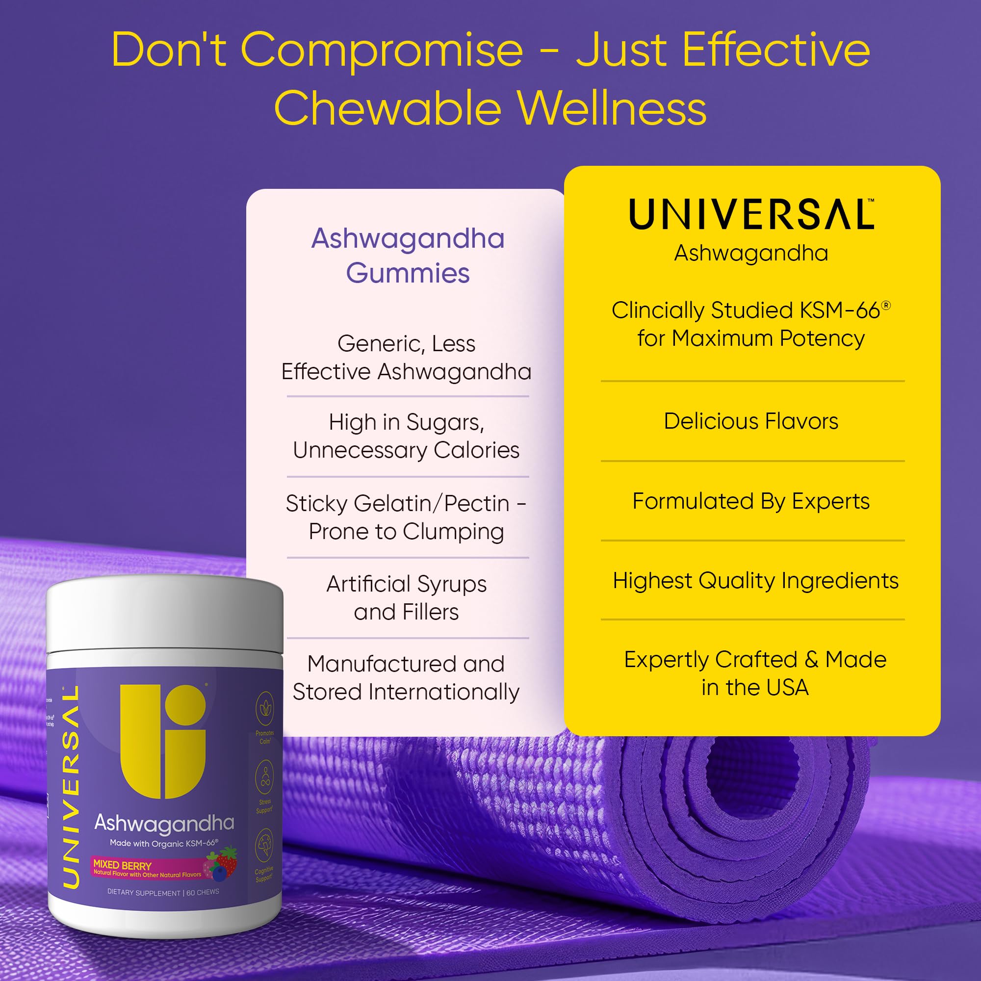 Universal U Ashwagandha Chews Mixed Berry serving suggestion
