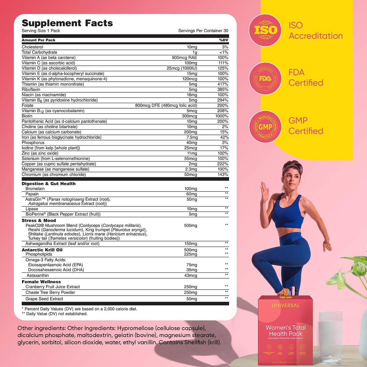 Universal U Women's Total Health Multivitamin Pack with lifestyle background