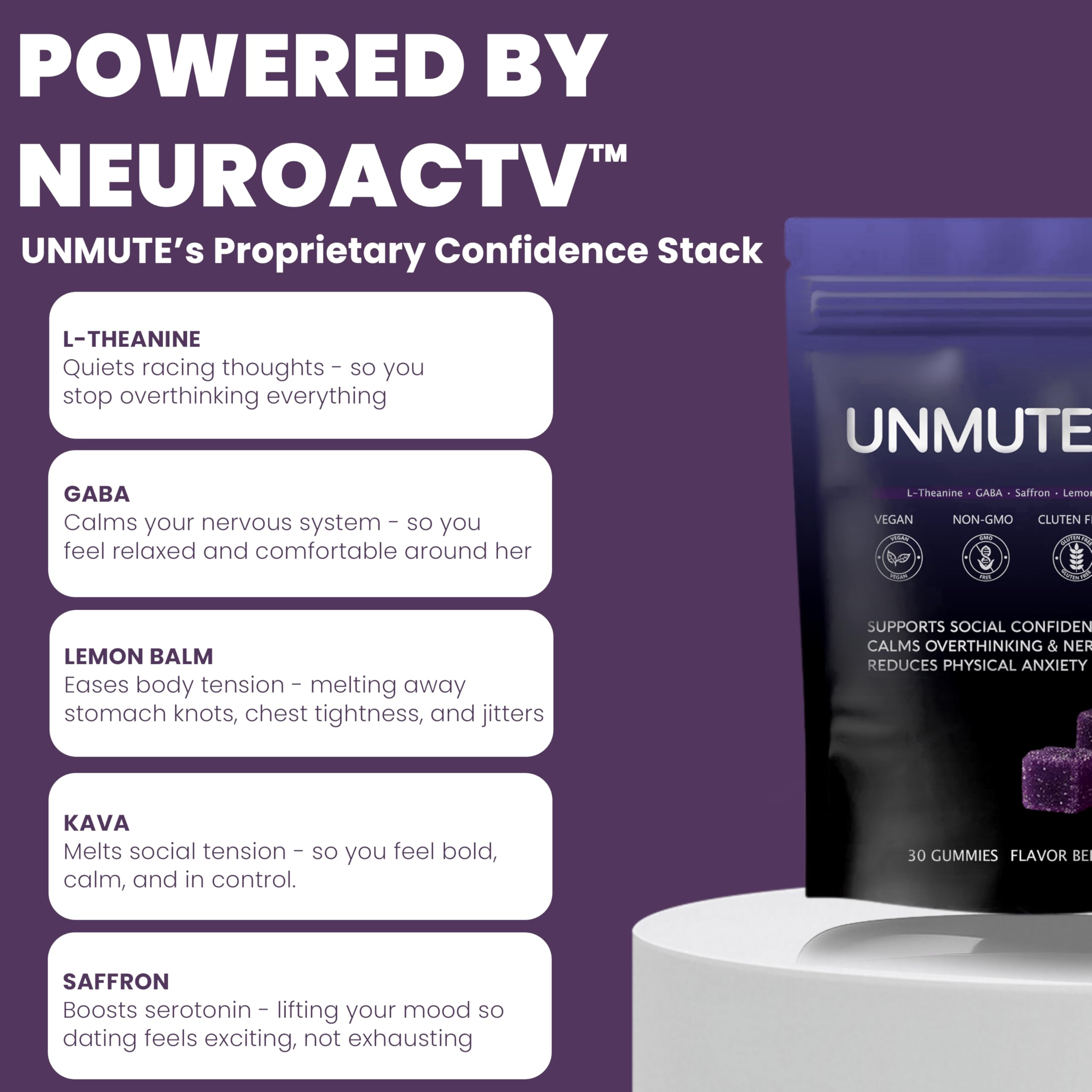 unmute Kava Kava Supplement 100g back view