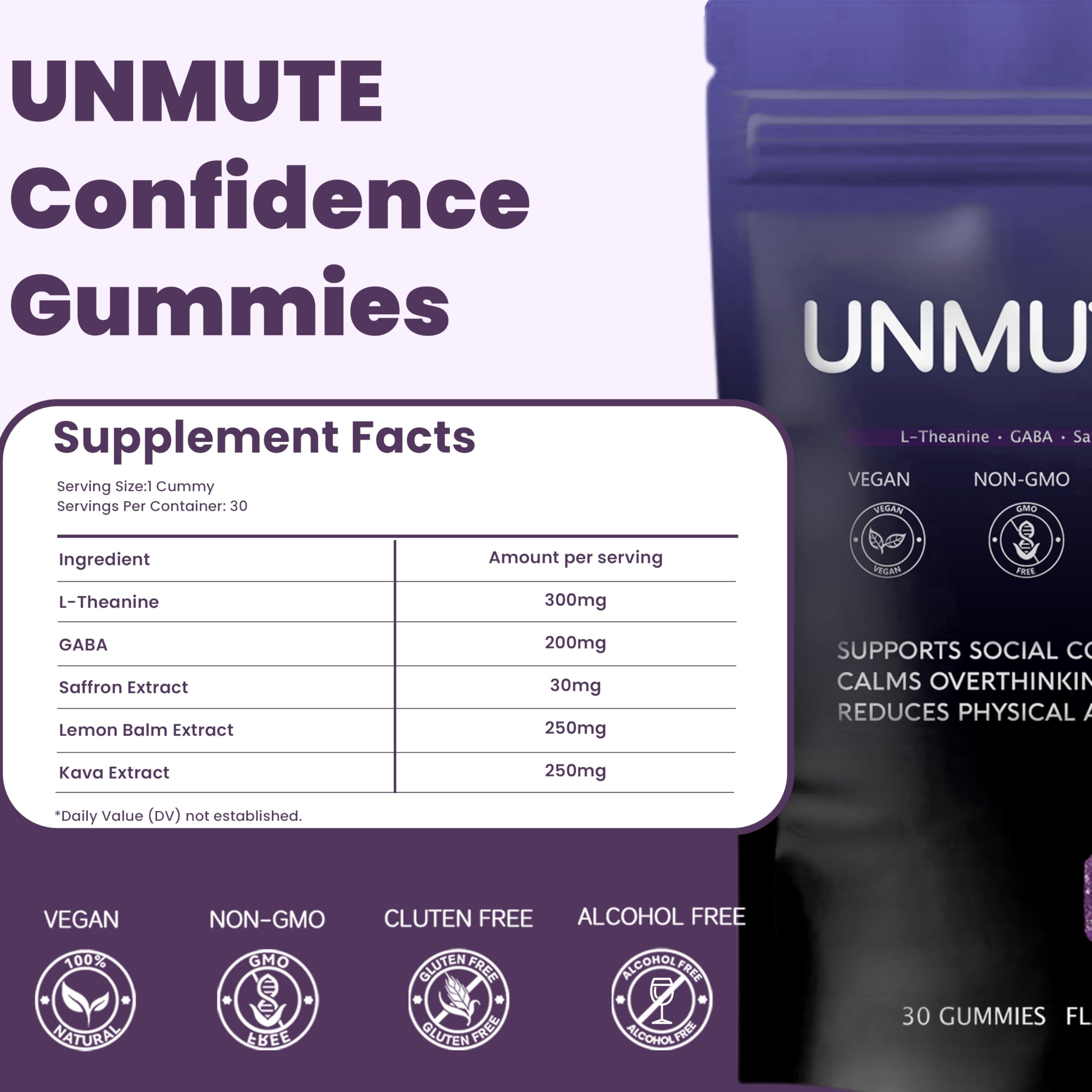 unmute Kava Kava Supplement 100g with lifestyle background