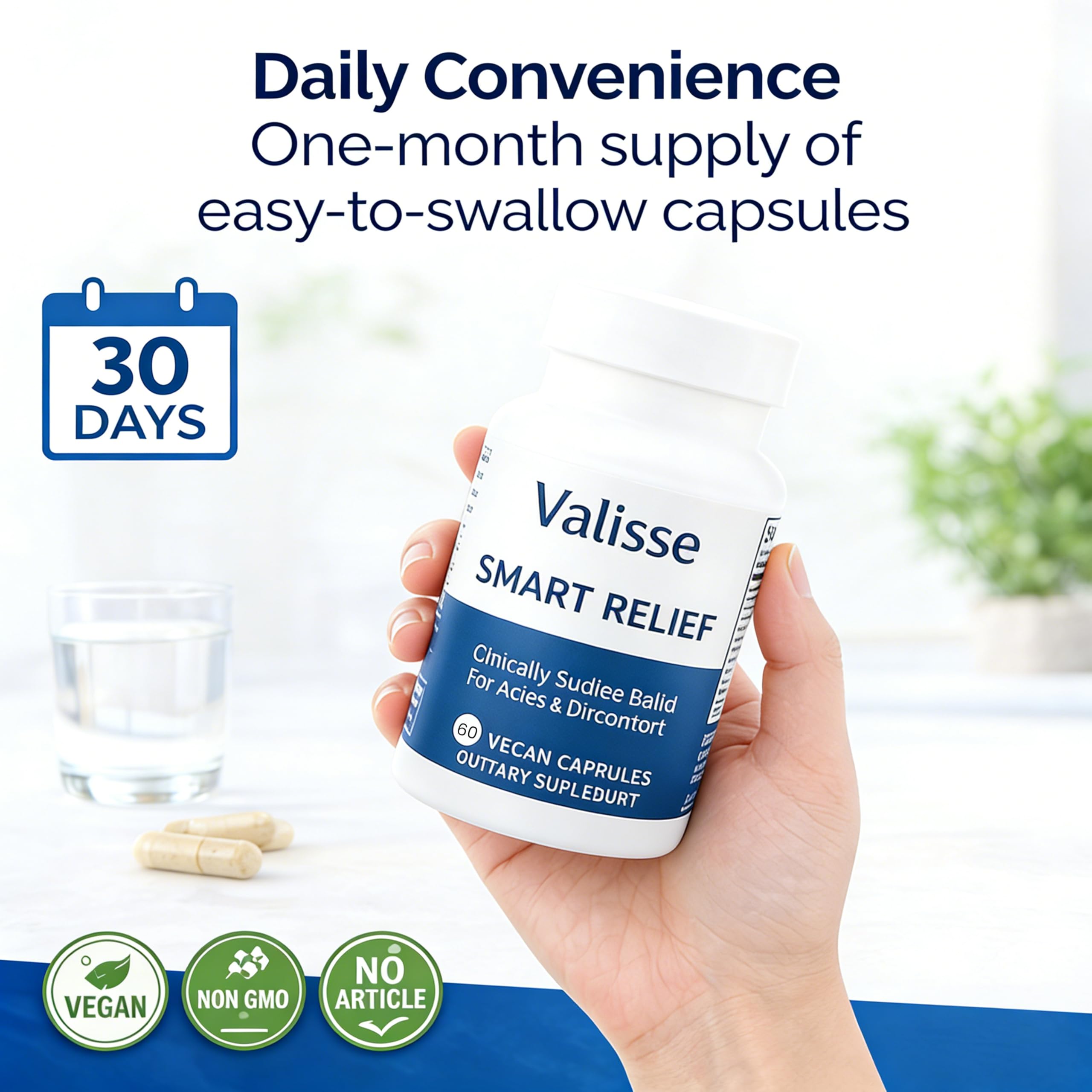 unmute Valisse Smart Relief capsules displayed with natural background