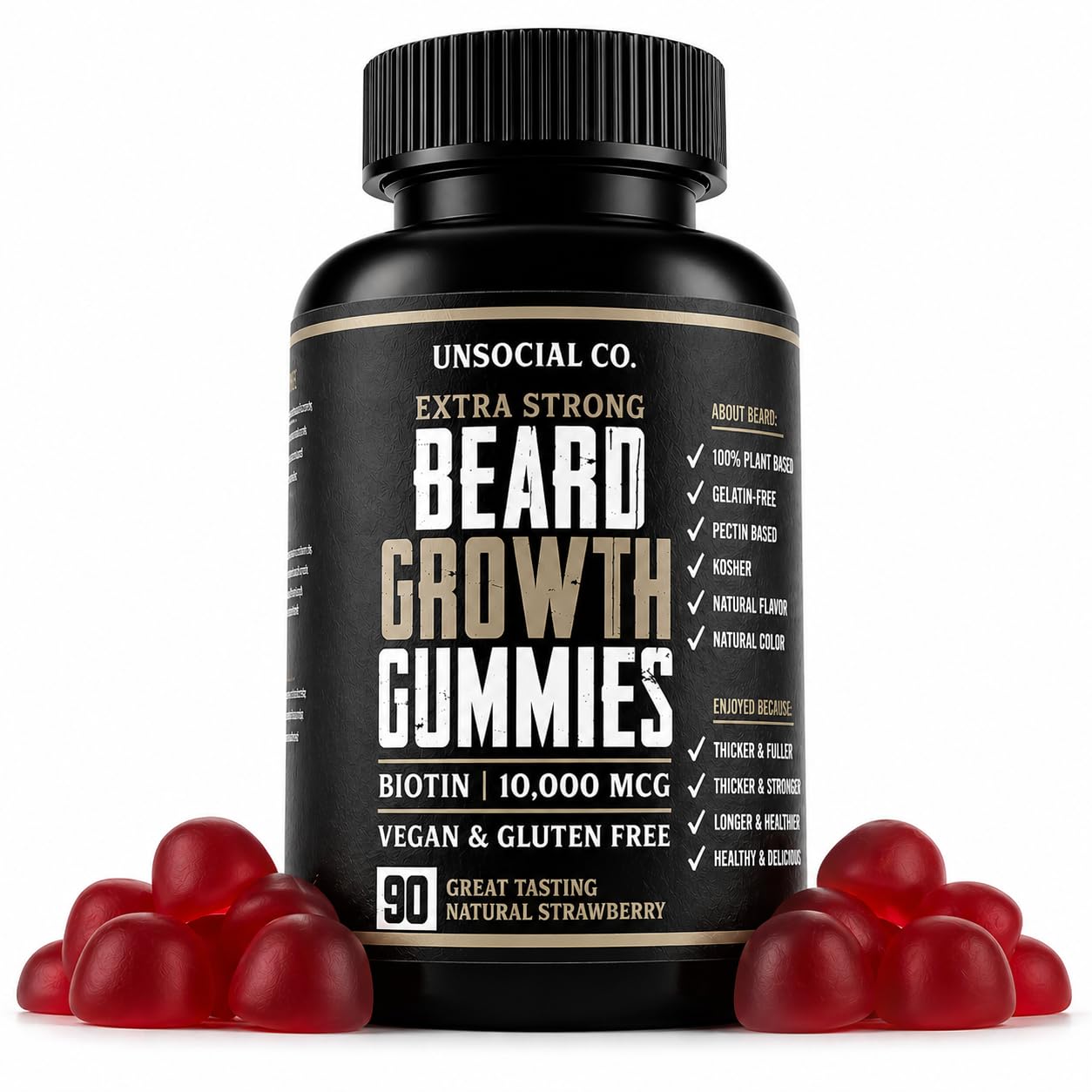 Unsocial Pomade Beard Growth Gummies front view packaging