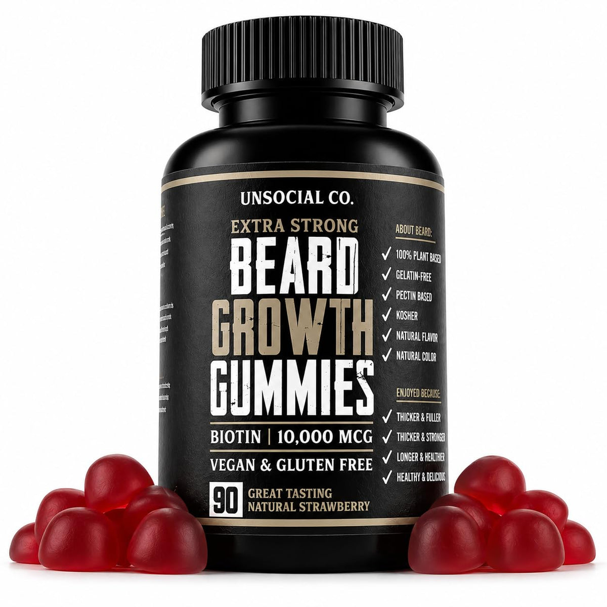 Unsocial Pomade Beard Growth Gummies front view packaging