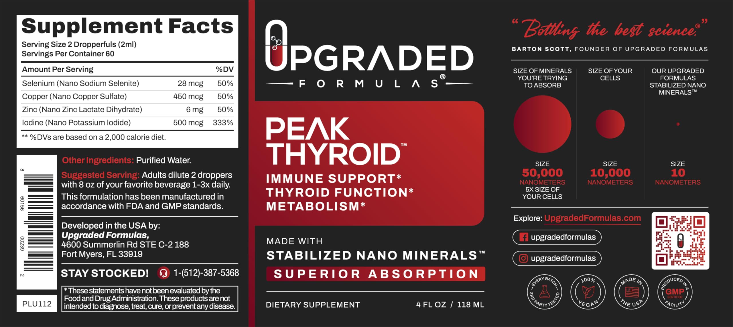 Upgraded Formulas Peak Thyroid 4-mineral blend ingredients list